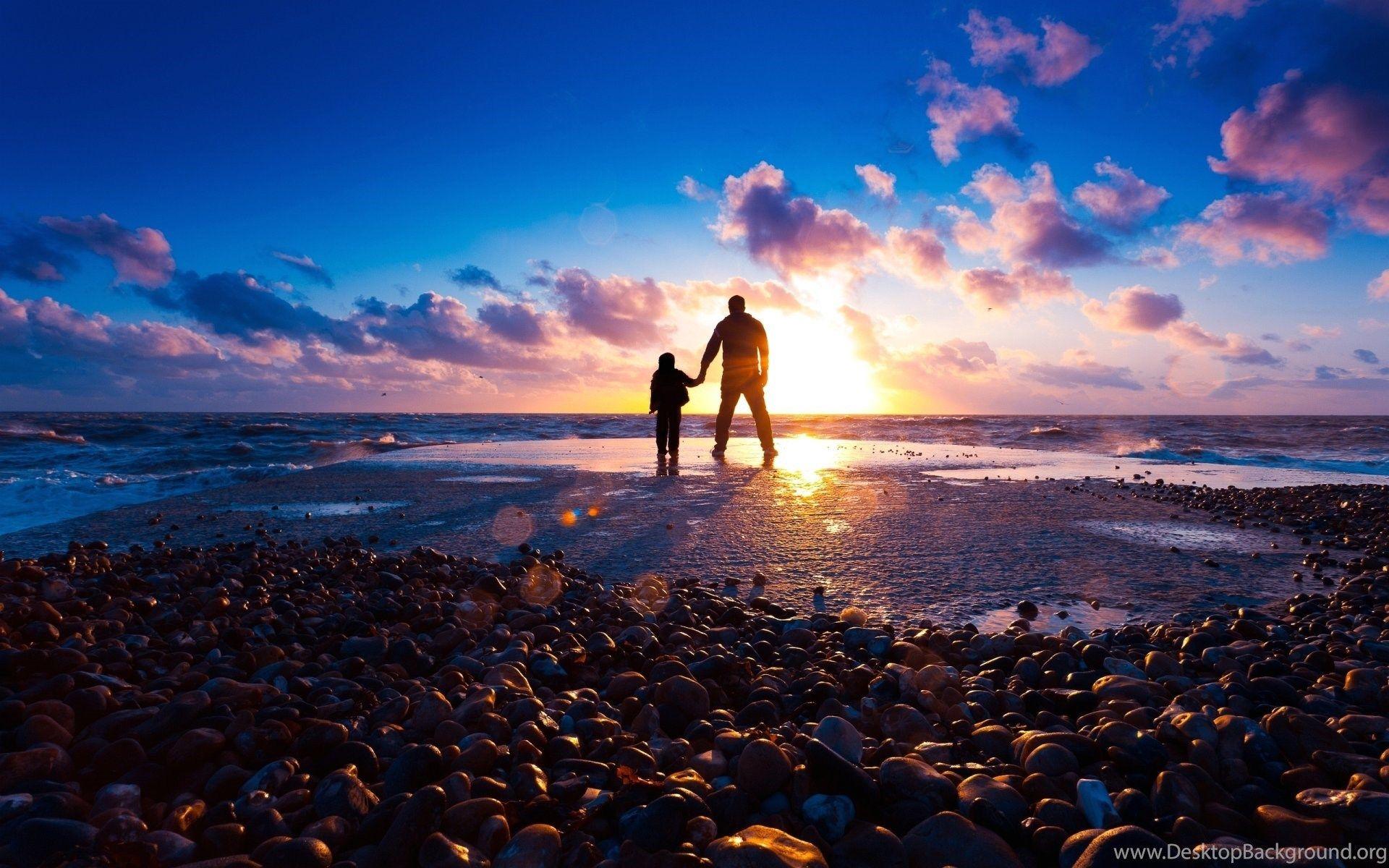 Wallpaper Father And Son At Beach 1920 X 1200 People Men Women