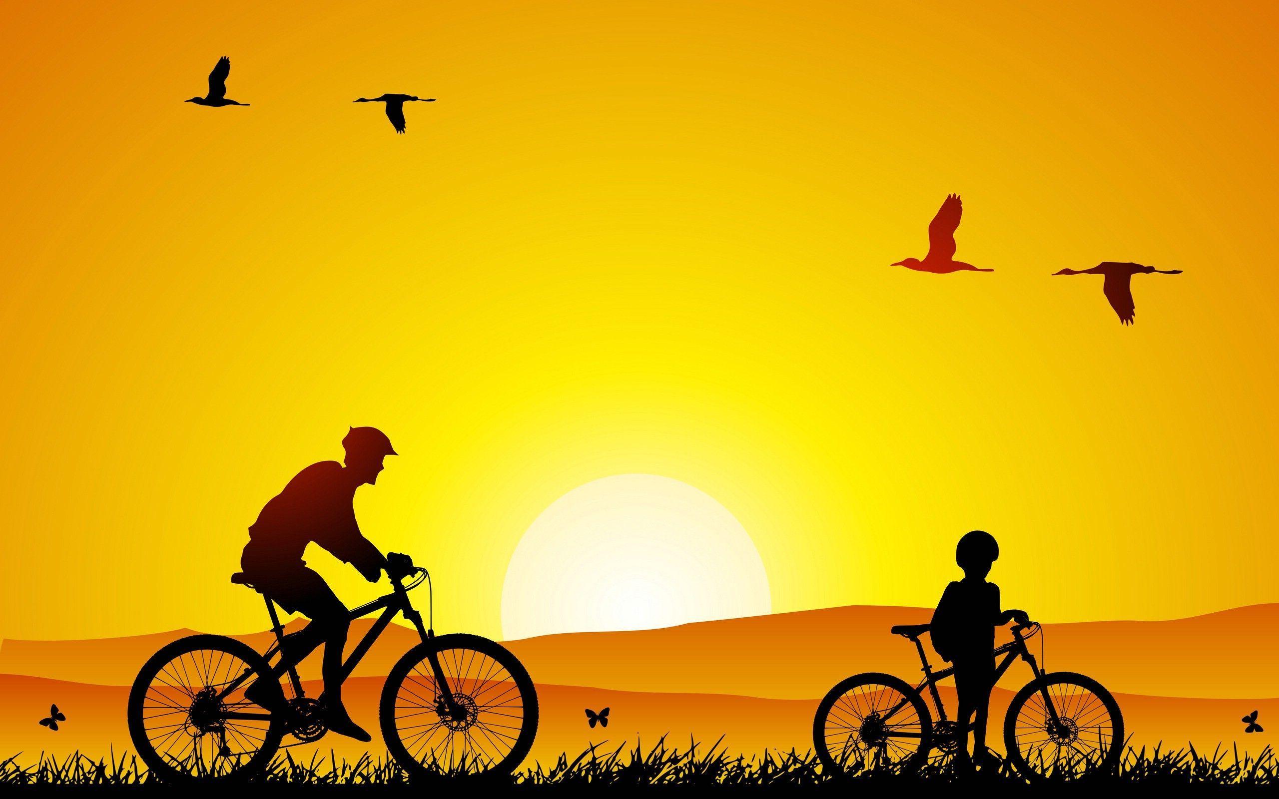 bicycle father with son wallpaper. Bicycle. Happy
