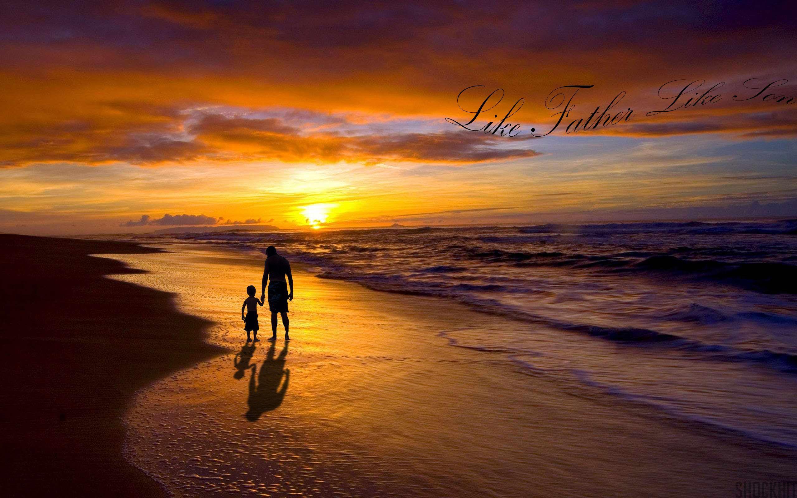 Father Son Desktop Background wallpaper HD free. Beach
