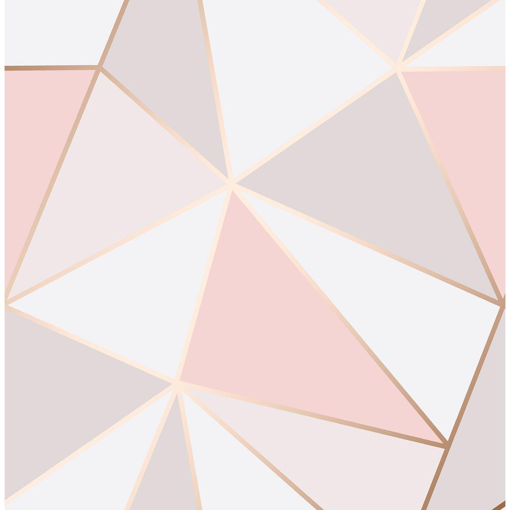 Fine Decor 56.4 Sq. Ft. Arken Rose Gold Geometric Wallpaper 2900