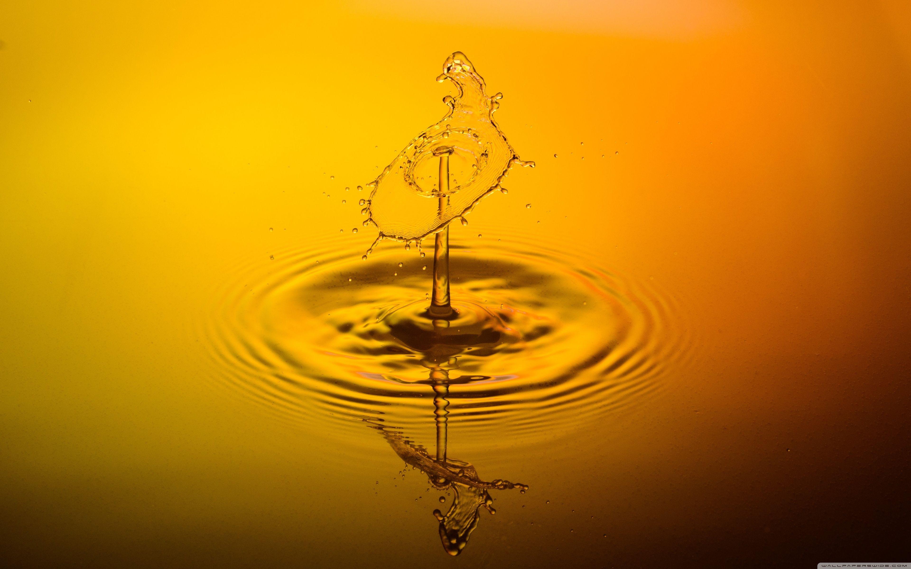 Yellow Water Droplet ❤ 4K HD Desktop Wallpaper for 4K Ultra HD TV