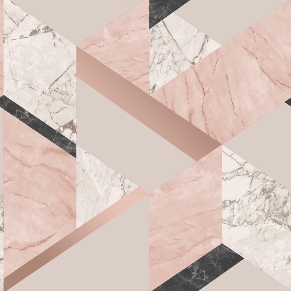 Marblesque Pink / Rose Gold Marble Geo Wallpaper