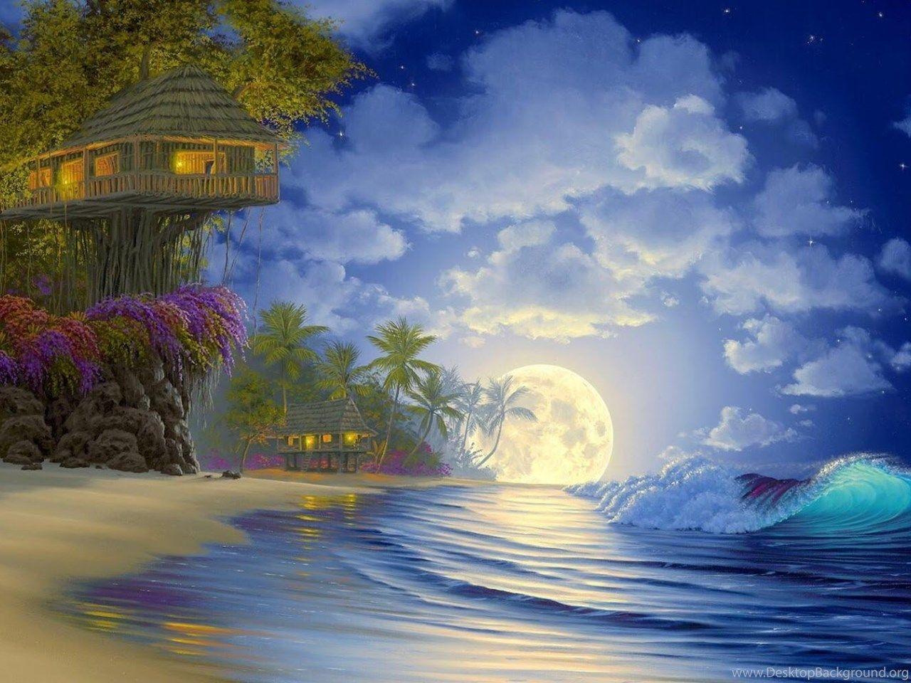 I Love Tree House: Full Moon Tree House Wallpaper 1680x1050 Desktop