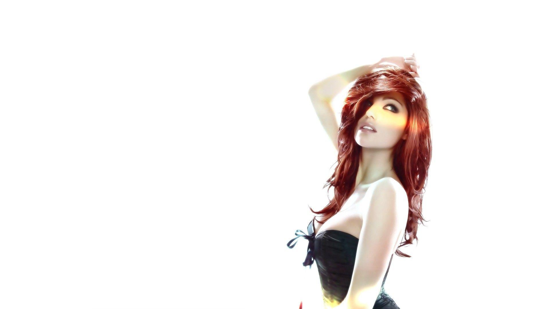 girl, Louise Cliffe, white background, photo manipulation, redhead