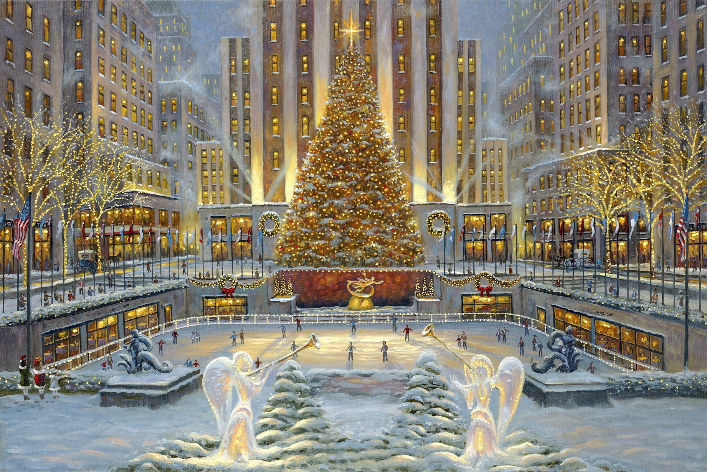 Rockefeller Center at Christmastime. HD Wallpaper. Background Image