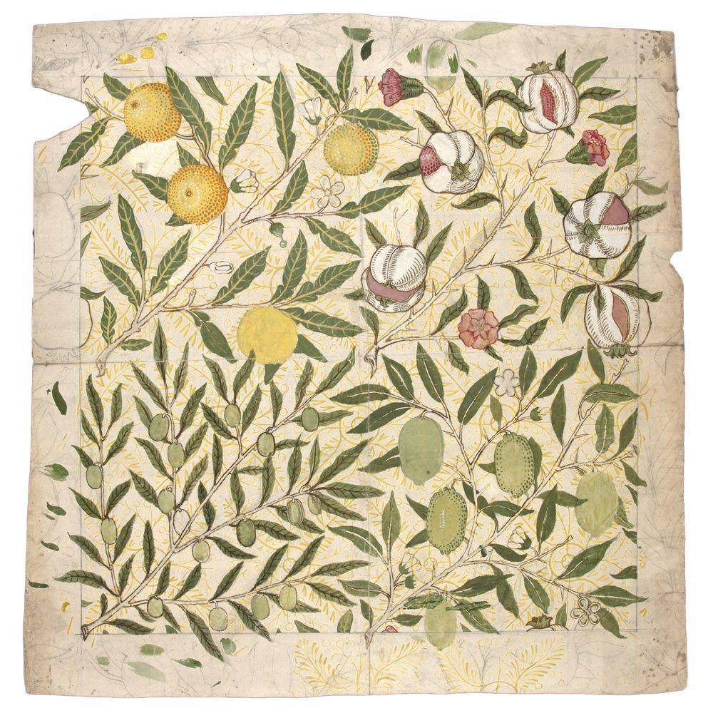 Designs For 'Fruit' And 'Wreath' Wallpaper By William Morris