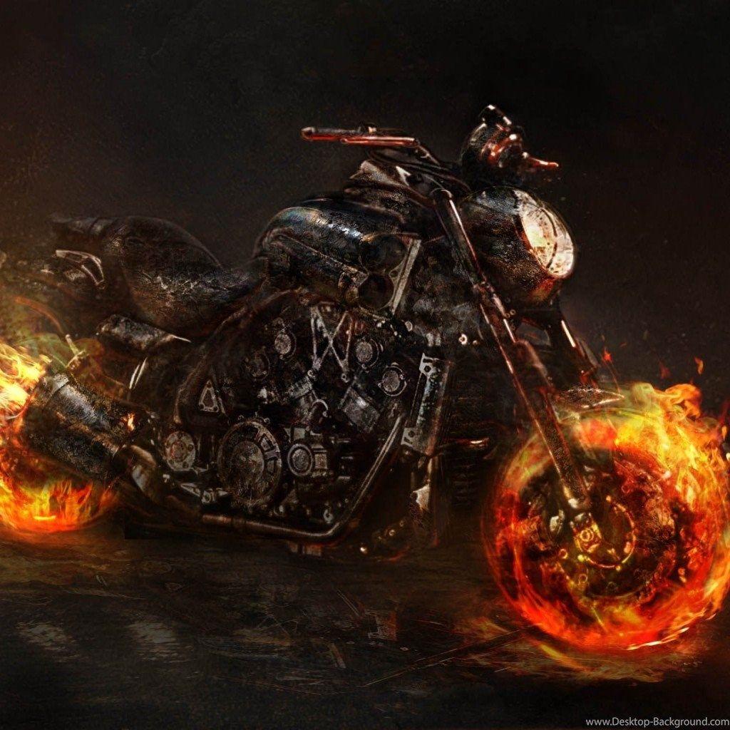 Wallpaper Ghost Rider Bike, Motorcycle, Yamaha Vmax Wallpaper