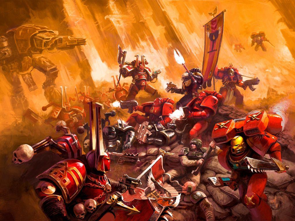 Download wallpaper battle, Space Marine, Warhammer Chaos