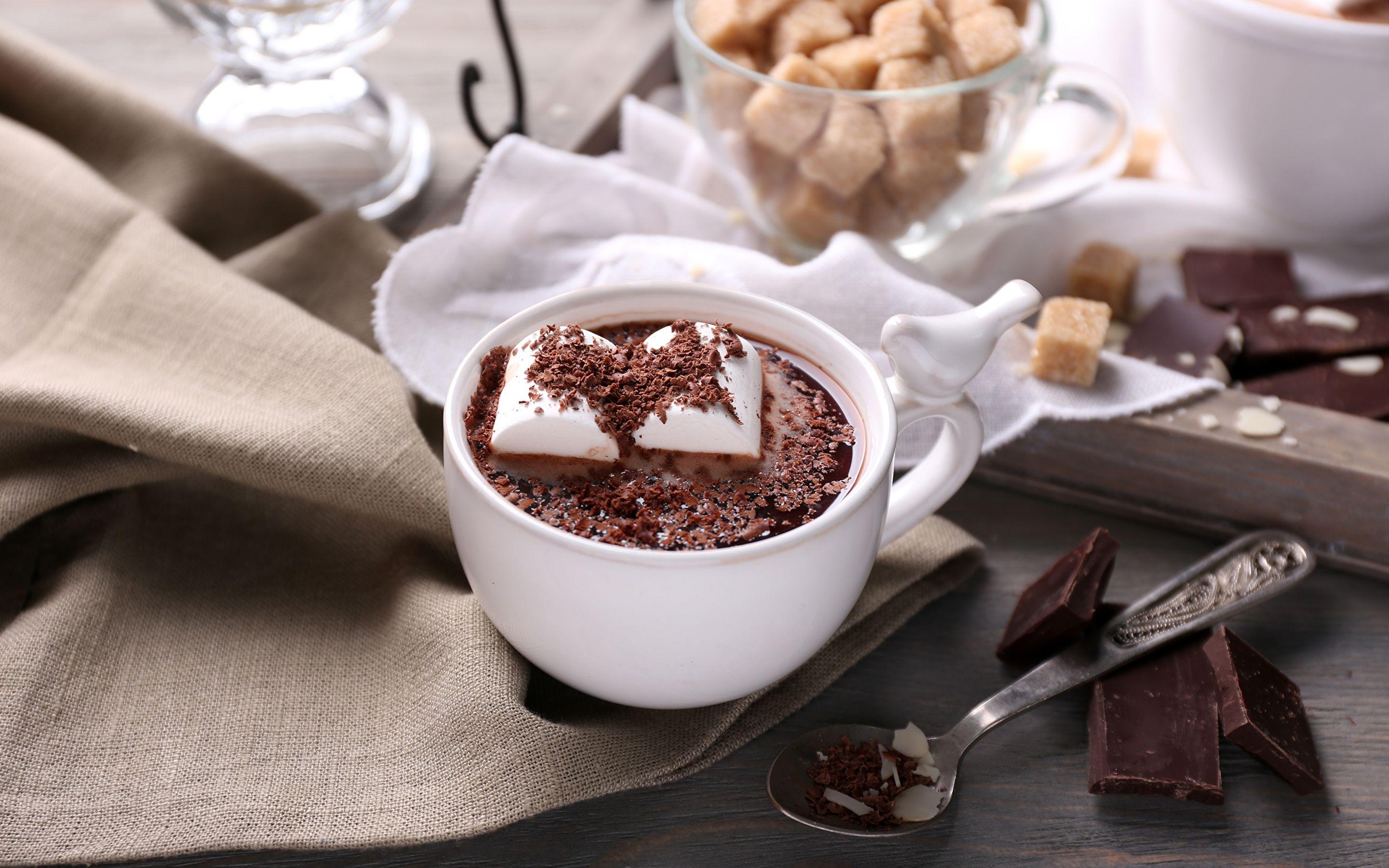 Wallpaper Chocolate Marshmallow Hot chocolate drink Cup 2880x1800