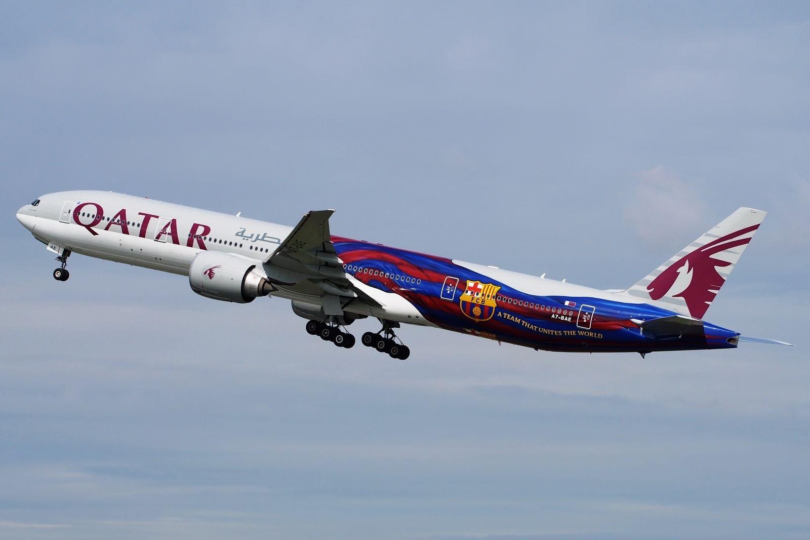 Qatar Airways Boeing 777 300ER FC Barcelona Livery. Aircraft