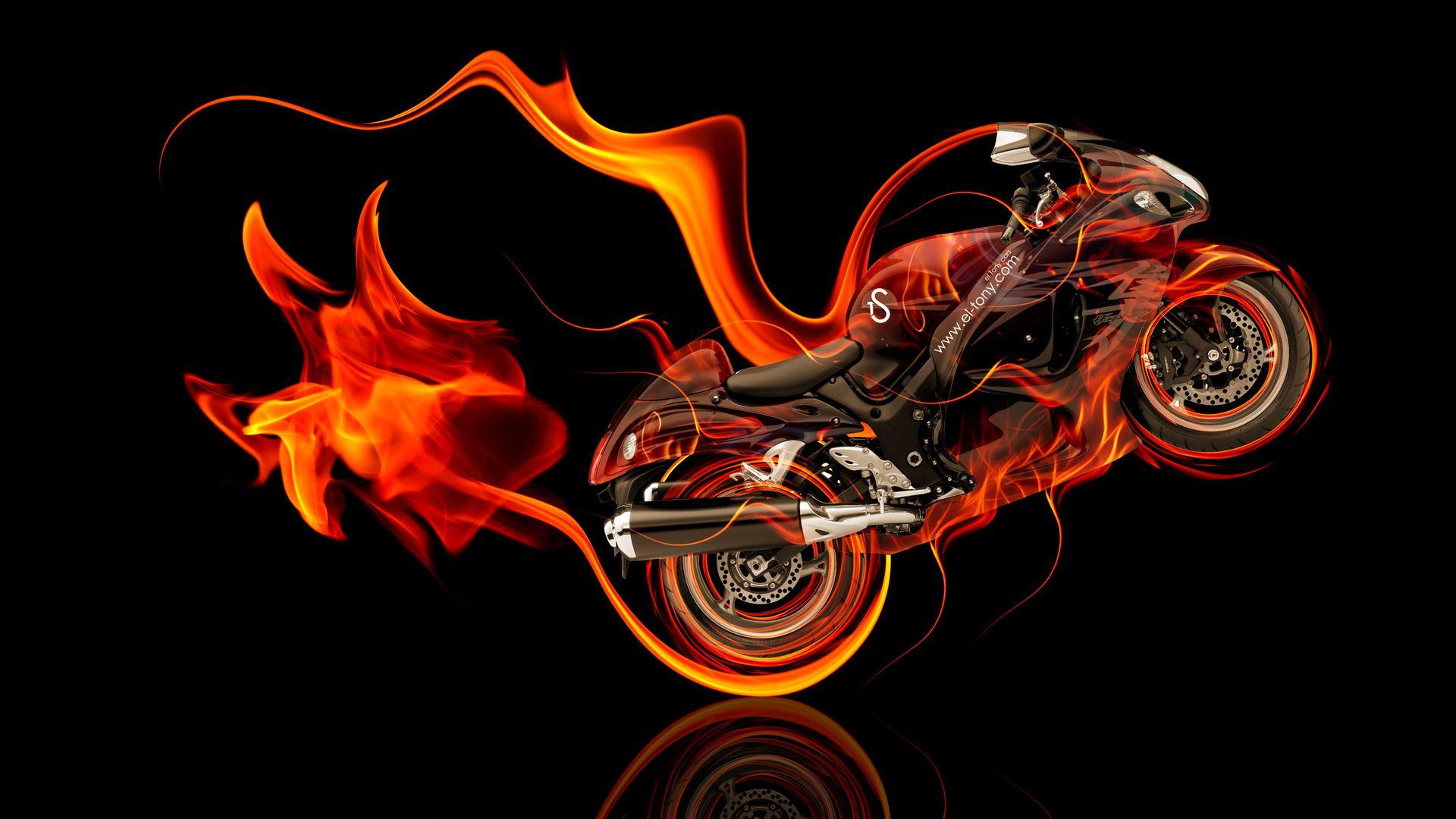 Suzuki Hayabusa Side Super Fire Abstract Bike 2014