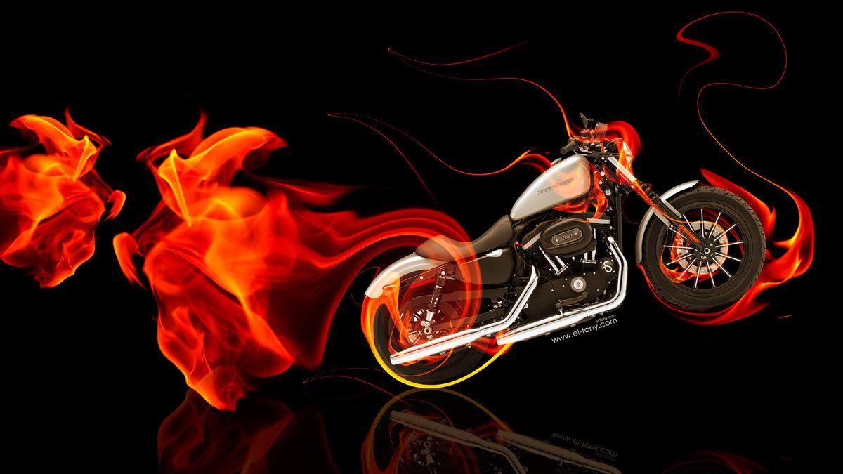 Moto Harley Davidson Side Super Fire Bike 2014 HD Wallpaper Design
