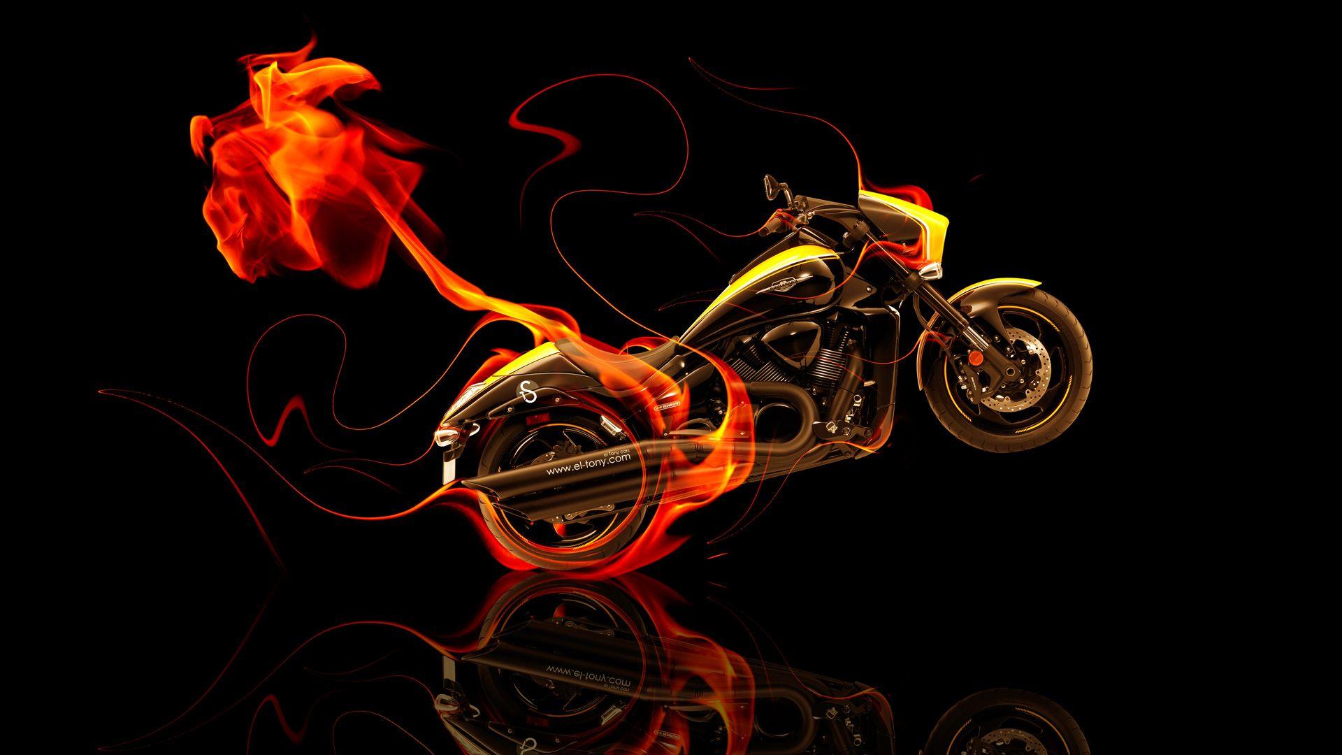 Moto Suzuki M109 Side Fire Abstract Bike 2014 HD Wallpaper Design