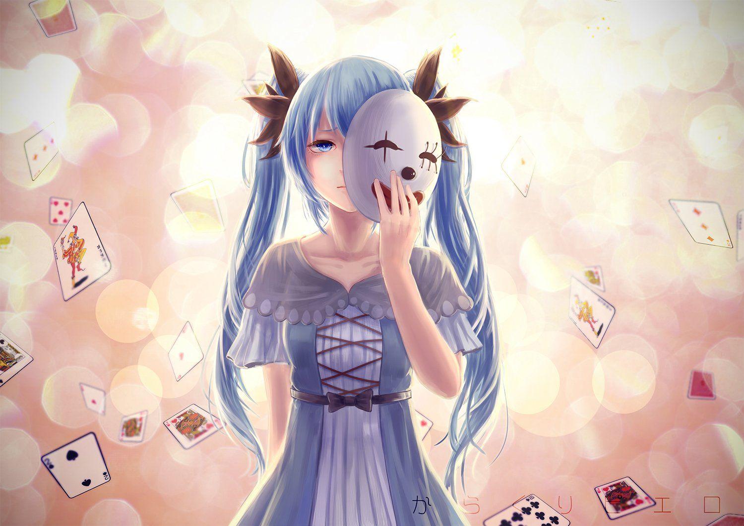 Aqua eyes aqua hair dress hatsune miku homo karakuri pierrot