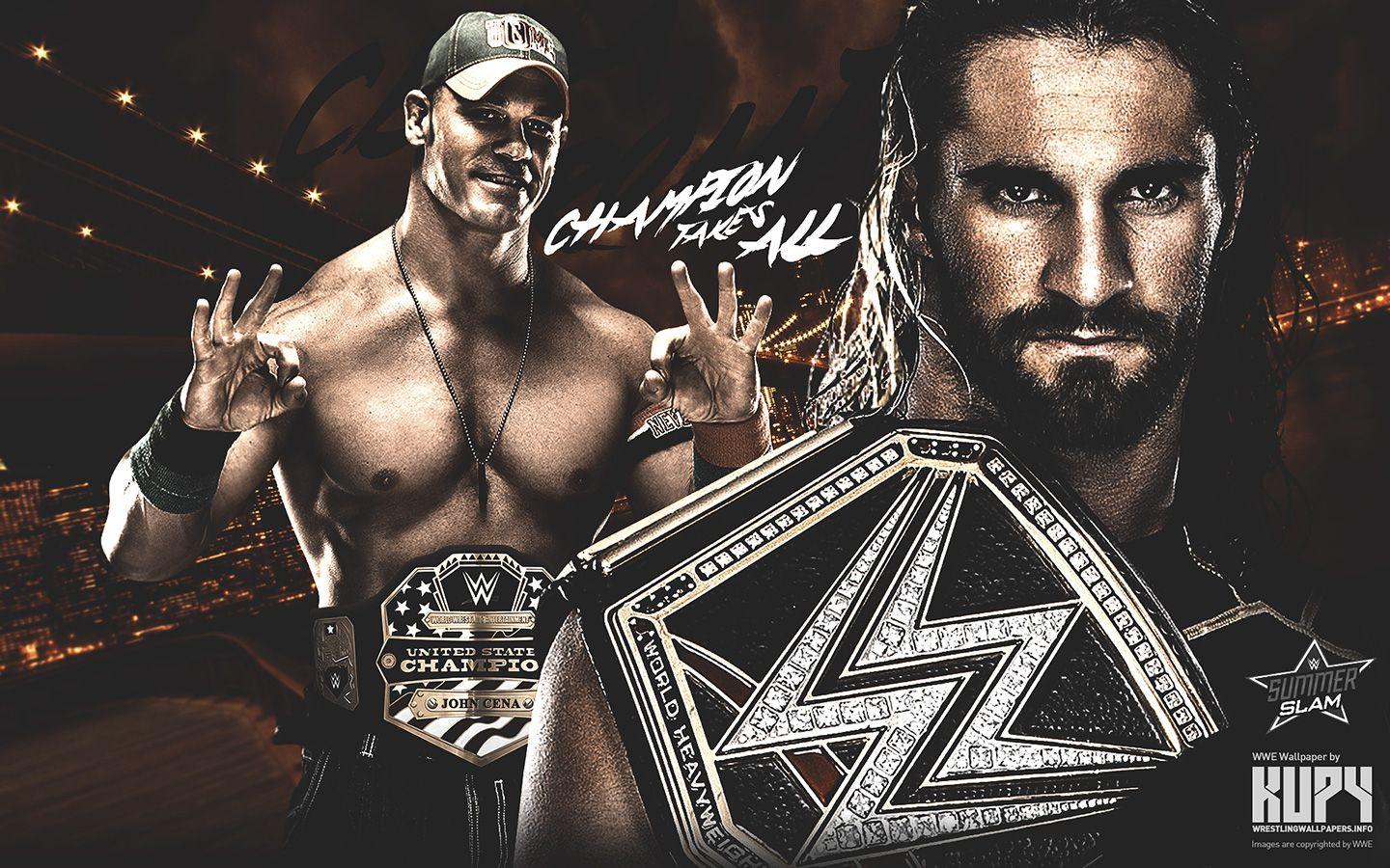 SummerSlam 2015 Cena vs Seth Rollins wallpaper