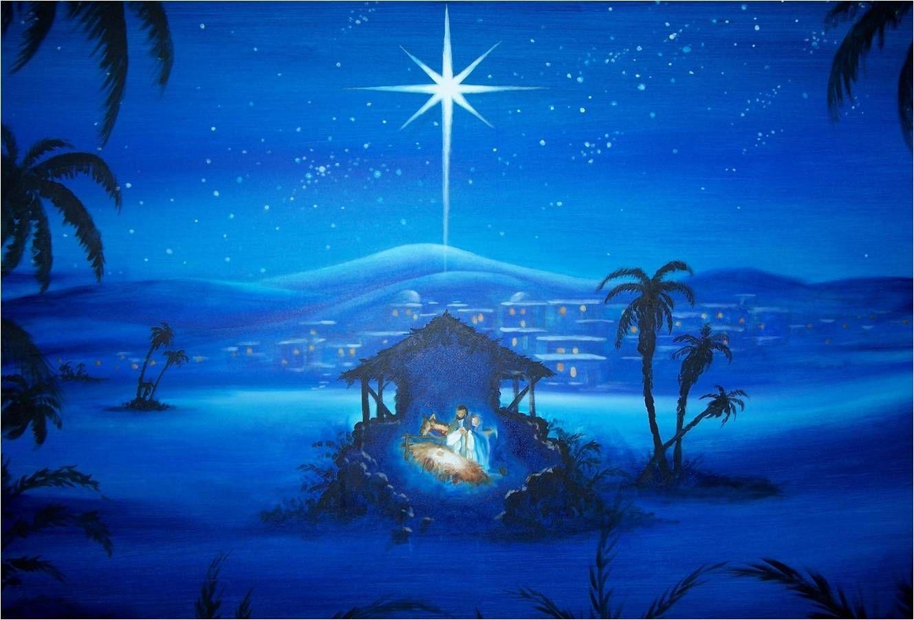 Nativity Scene Wallpaper. Christmas Painting Computer Wallpaper