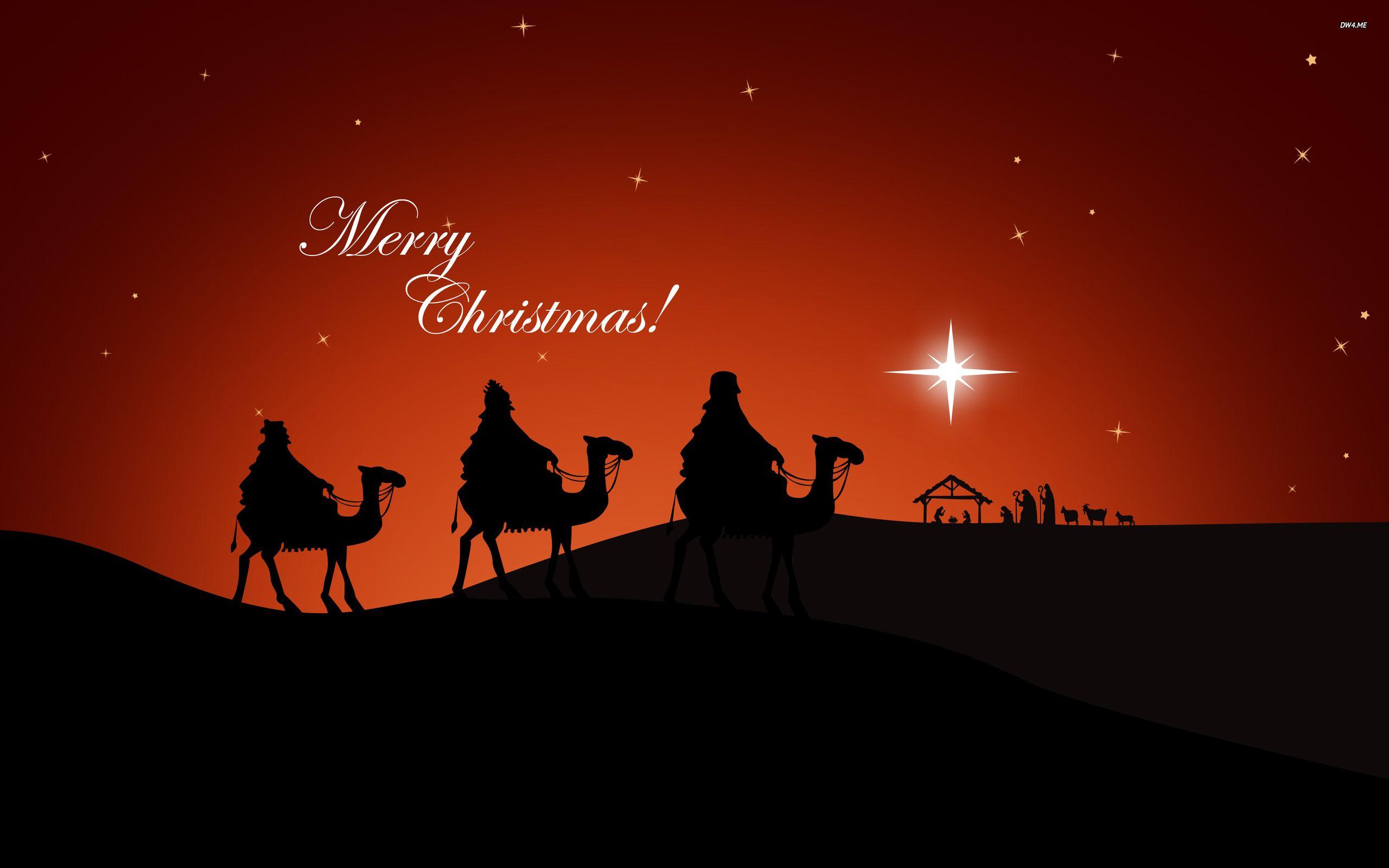 The Three Wise Men following the Star of Bethlehem wallpaper