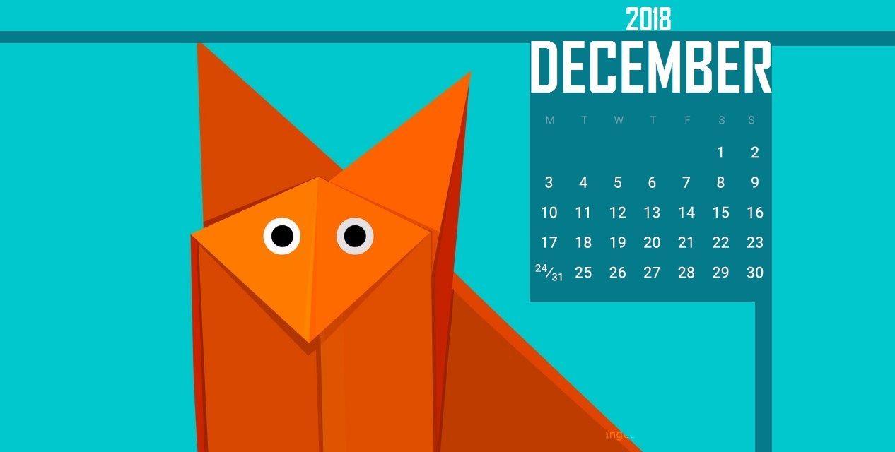 Cute December 2018 Calendar. Free Calendar & Worksheets