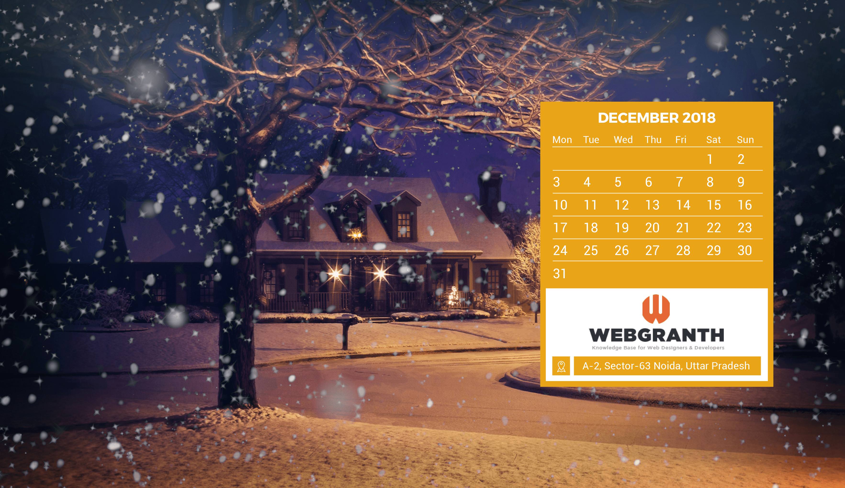 HD December 2018 Calendar Wallpaper: View HD Image Of HD December
