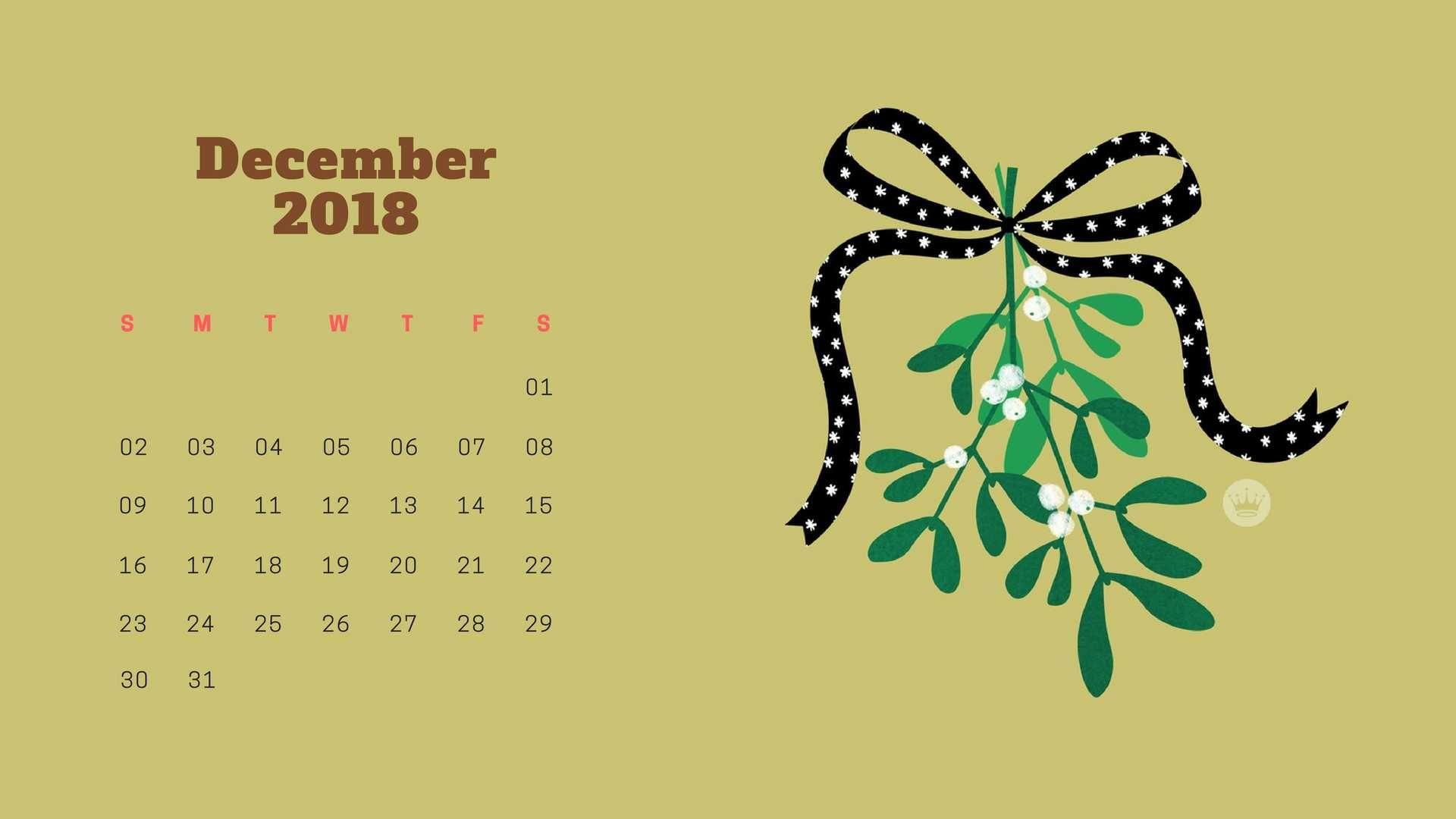 Sweet December 2018 Calendar Wallpaper Background HD Desktop Screen