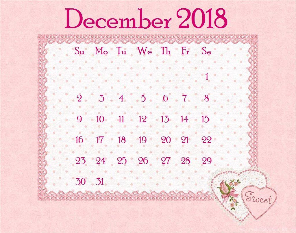 December 2018 Desktop Calendar Wallpaper
