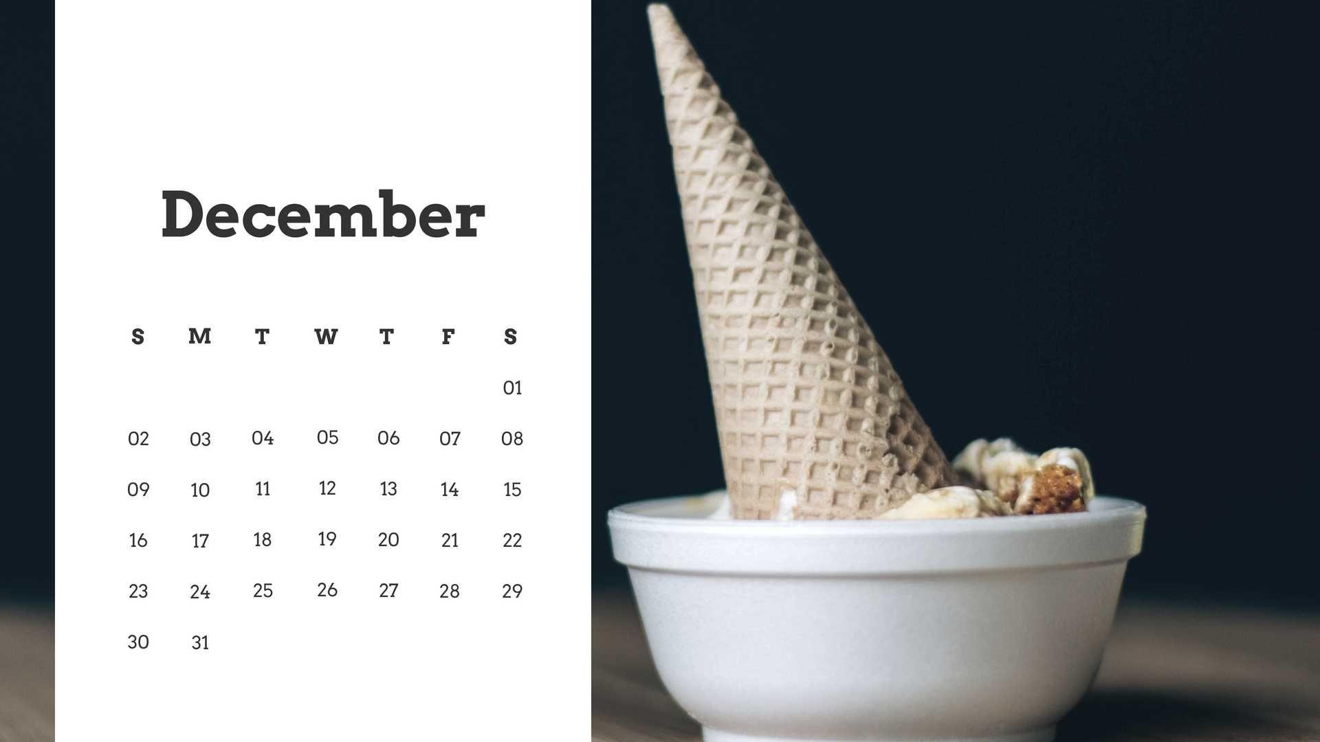 December 2018 Calendar Wallpaper for Desktop Background