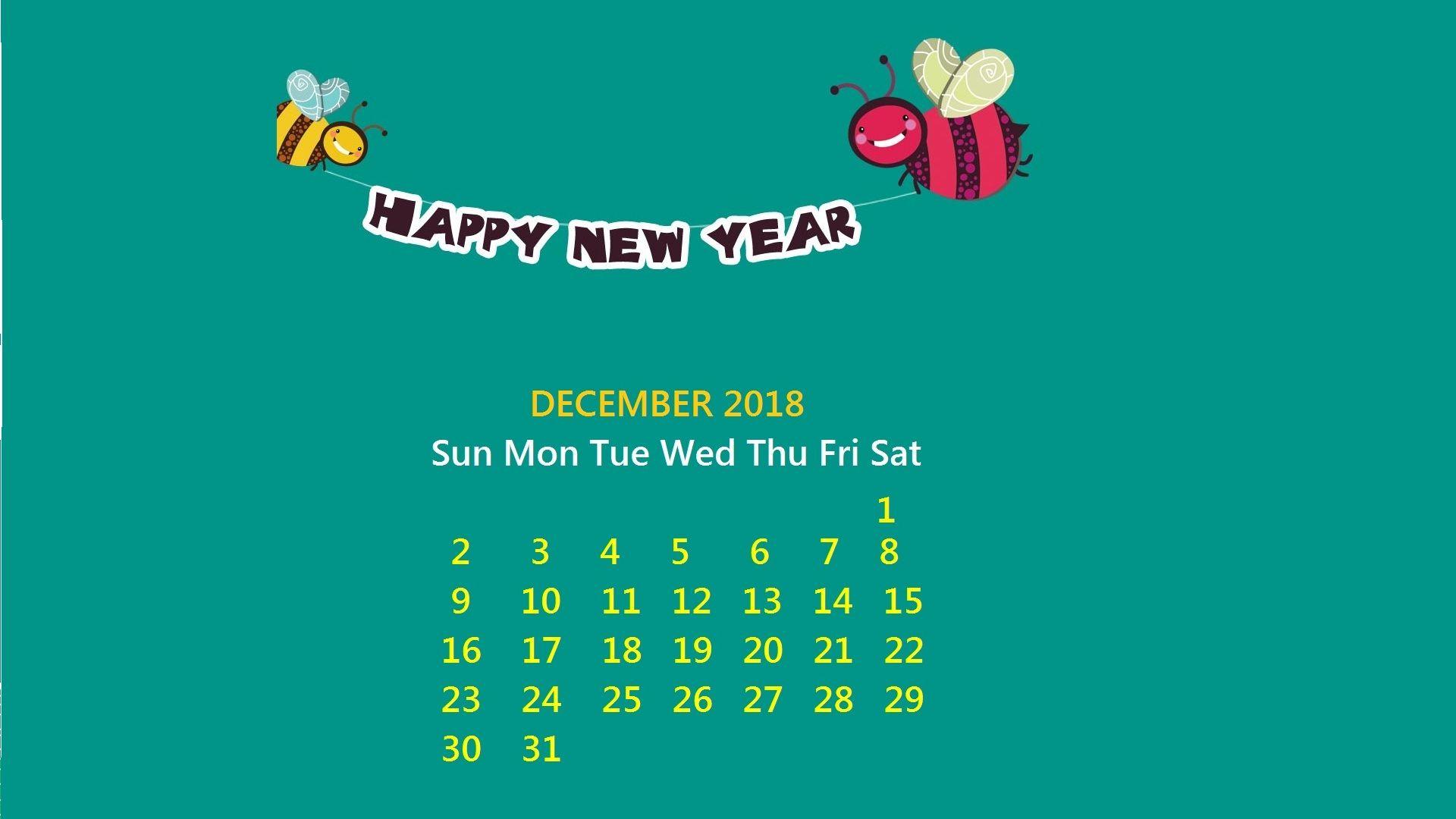 December 2018 Desktop Wallpaper Calendar