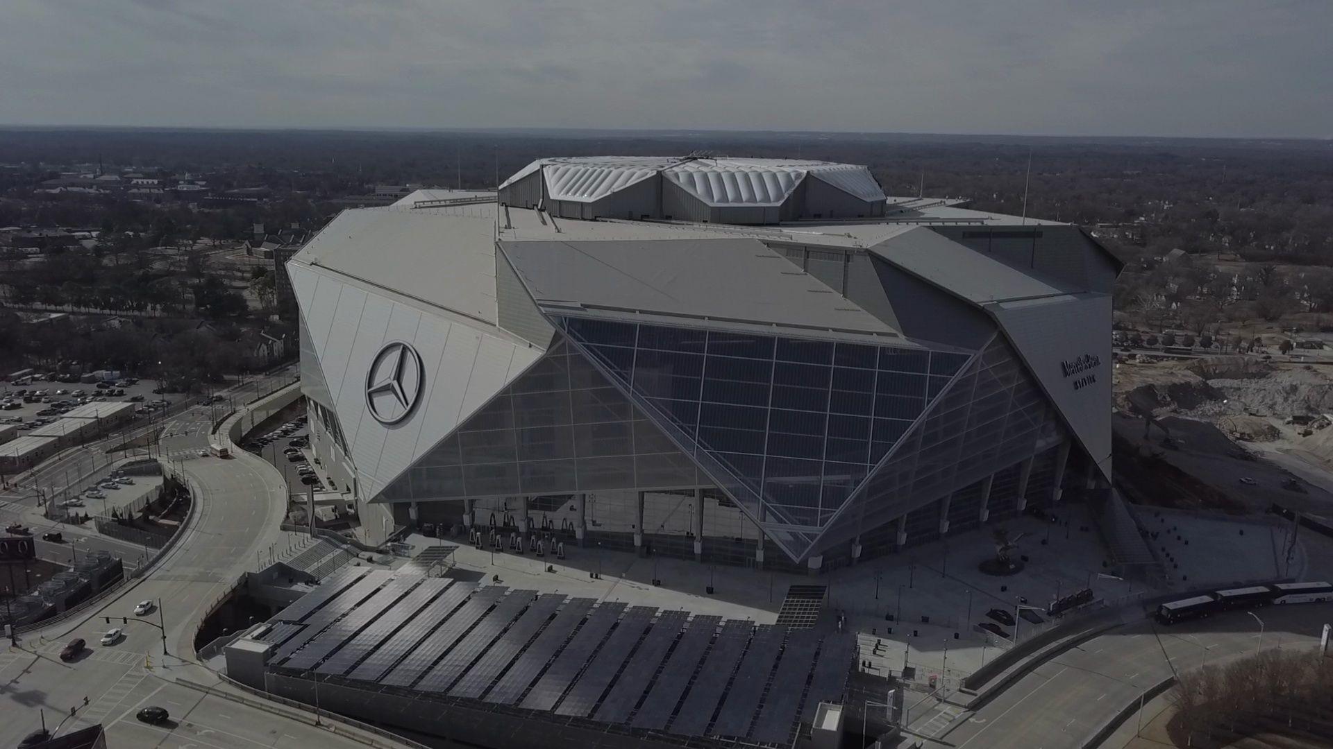 Mercedes Benz Stadium Flyover The Gulch Tracking Forward