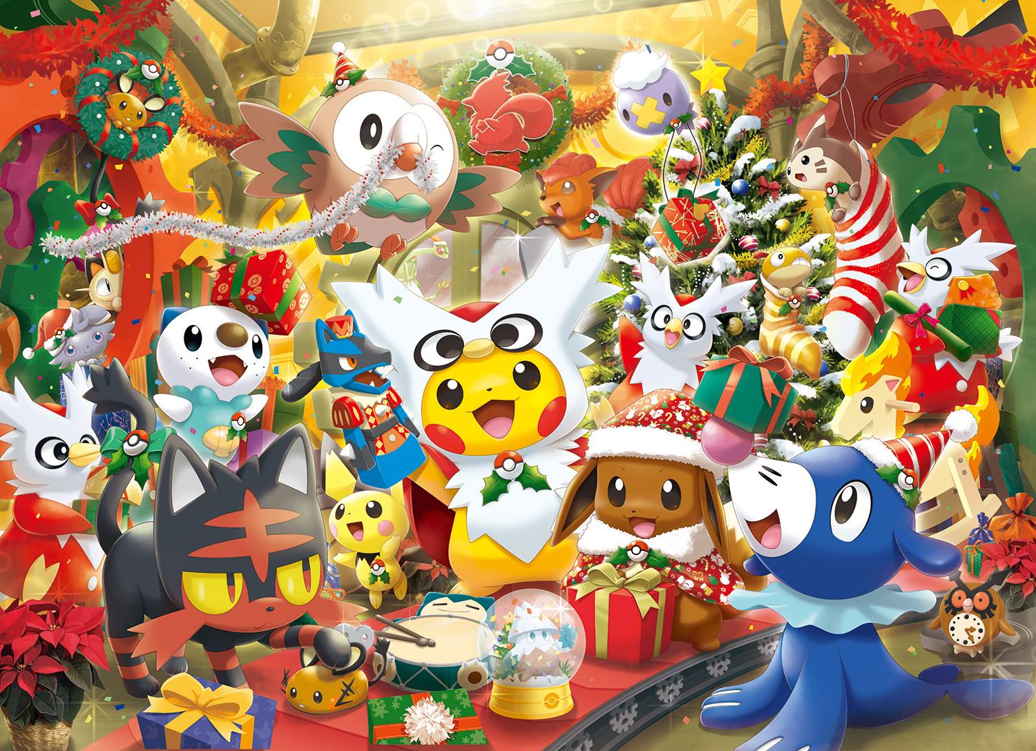 This ridiculously perfect Pokemon Christmas wallpaper image