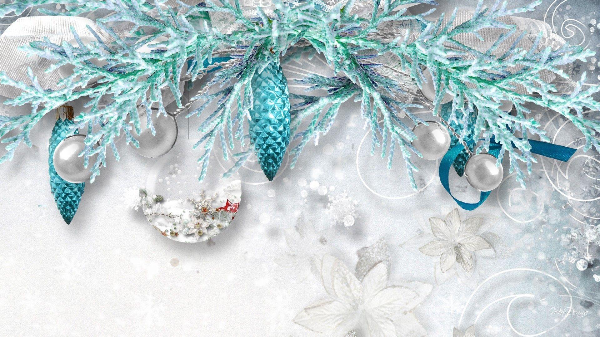 Winter: Aqua Frost Cold Flowers Snow Poinsettia Navidad Decorations