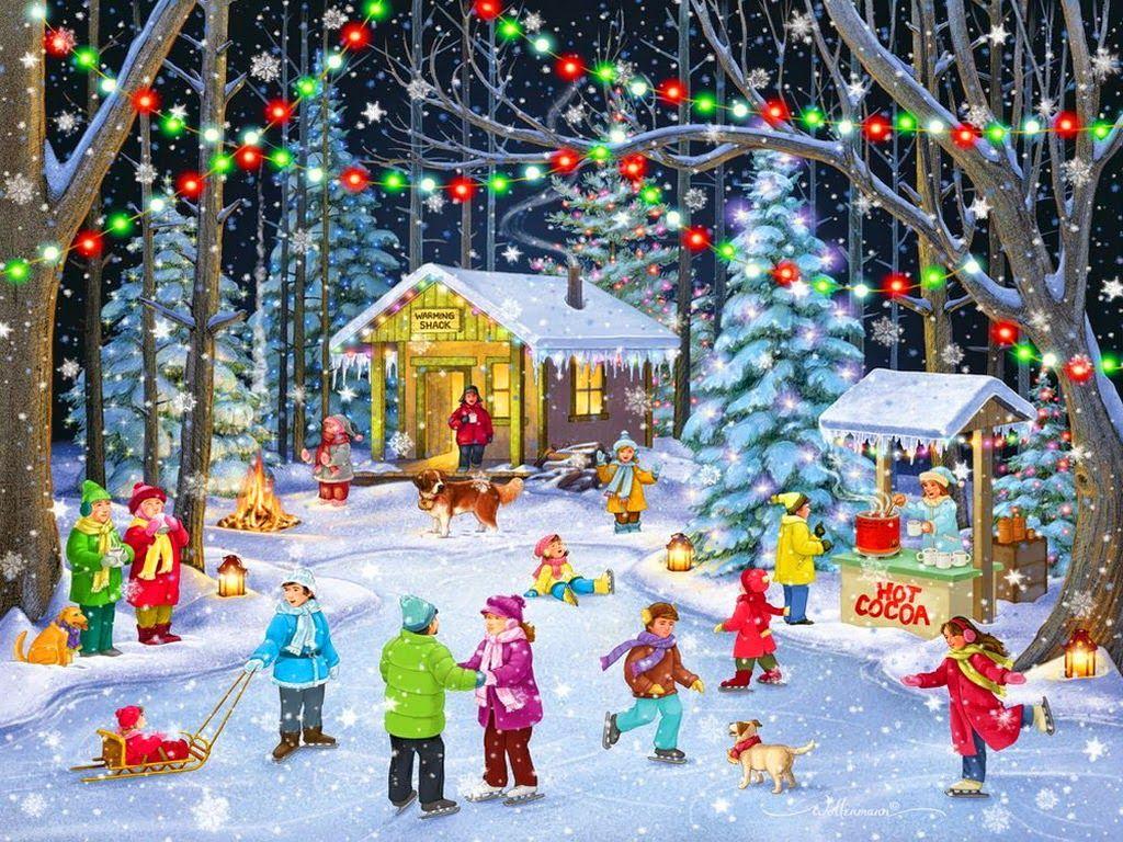Classic vintage style christmas celebration paintings for kids story