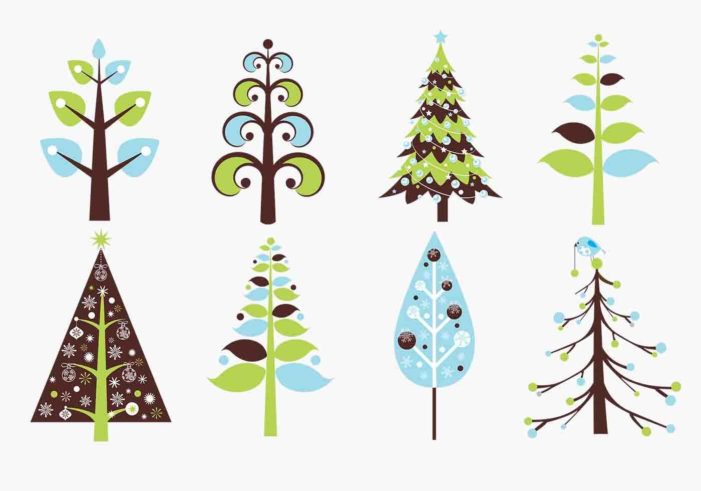 Retro Christmas Tree Vector Pack Free Vector Art, Stock