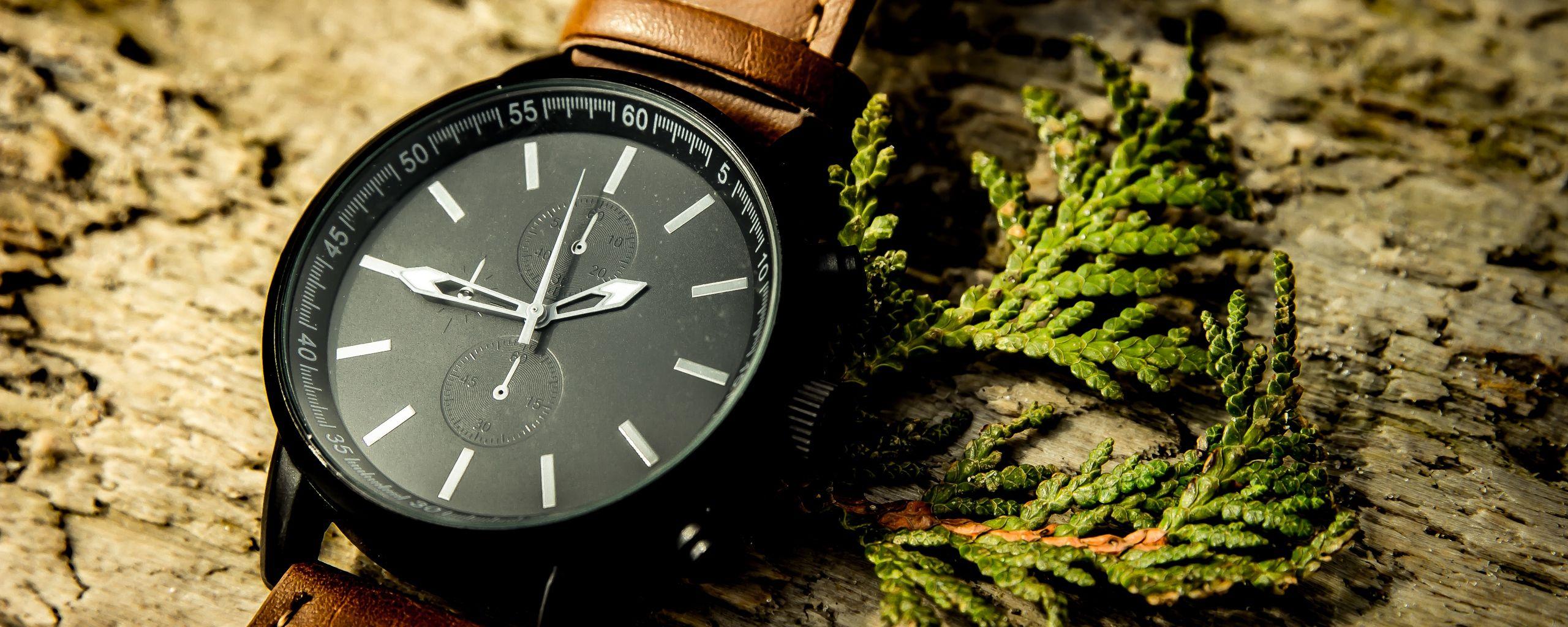 Download wallpaper 2560x1024 wrist watch, dial, strap ultrawide