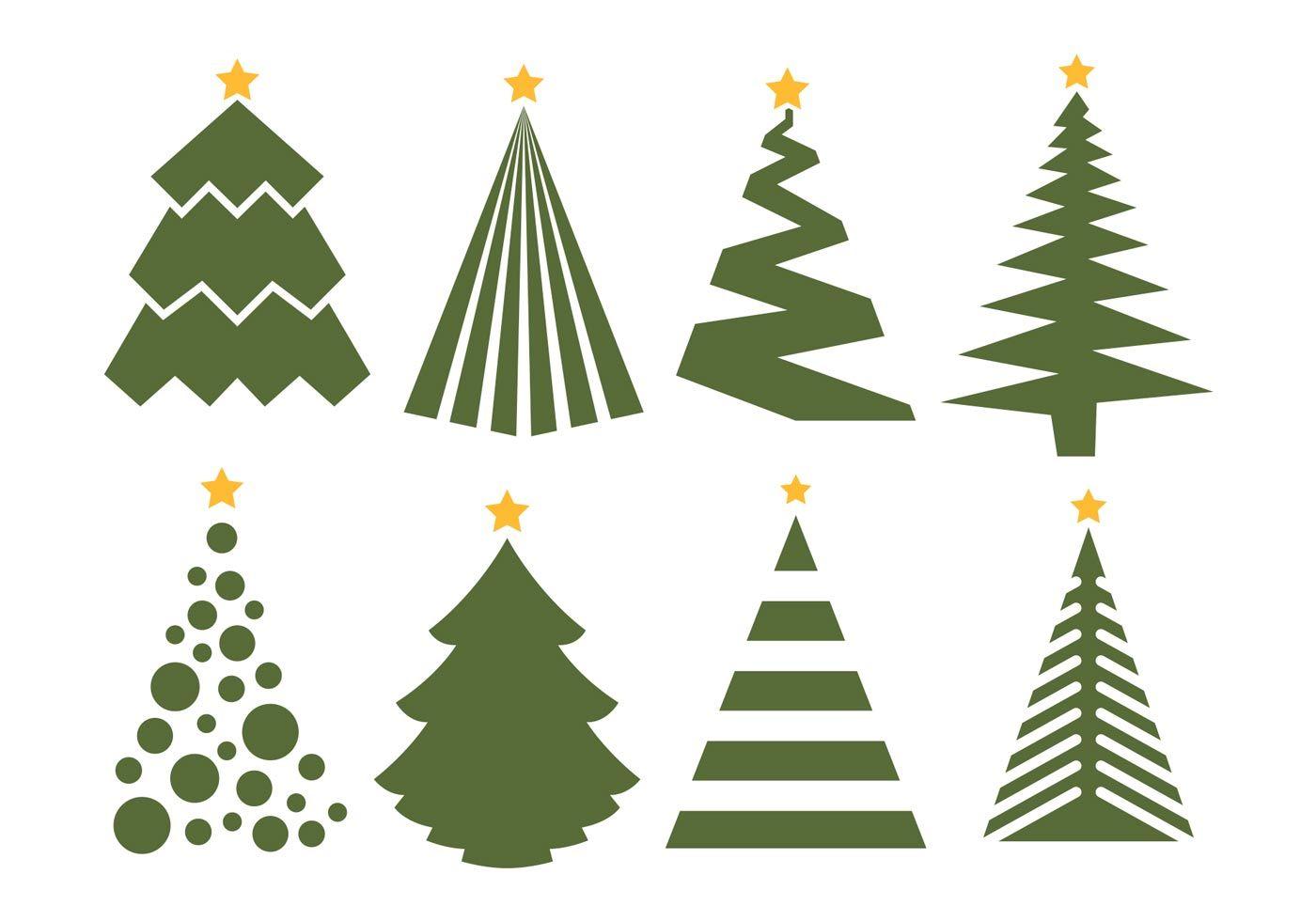 Christmas Tree Vector Set on white background Free Vector