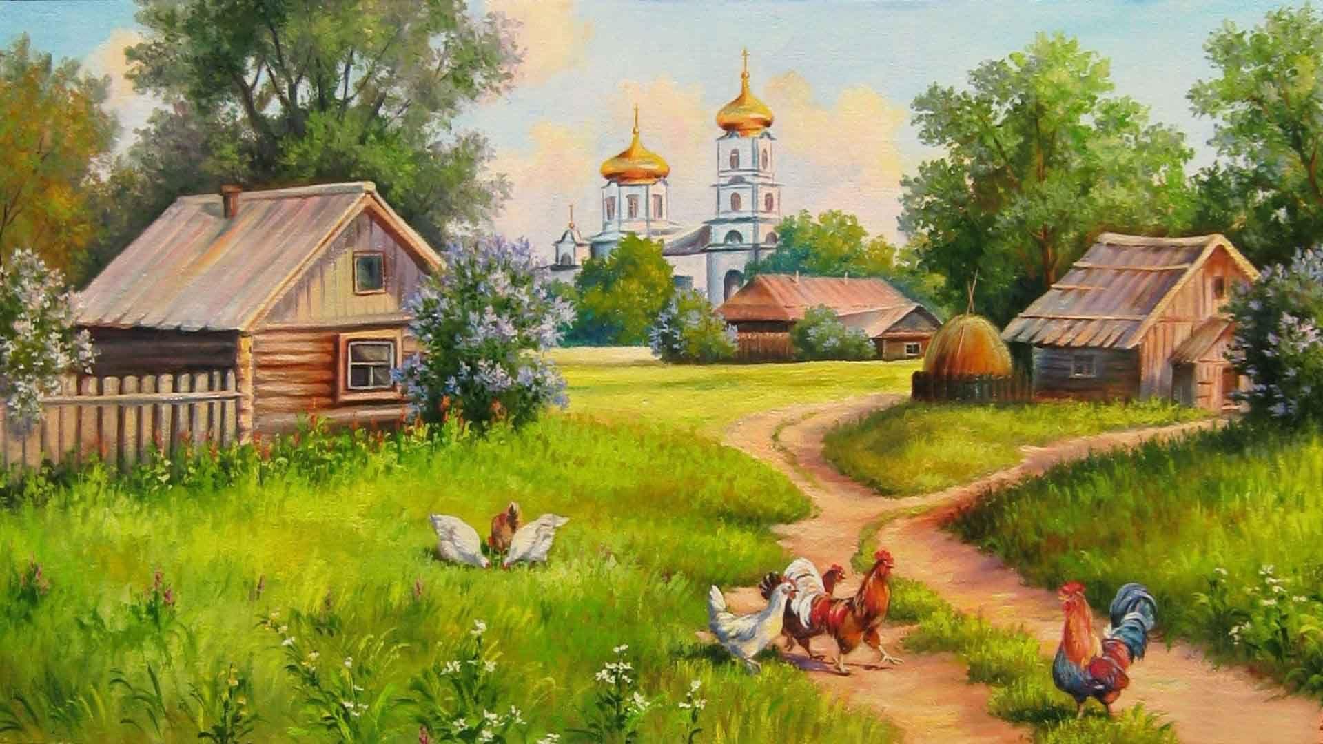 Beautiful Village Paintings Wallpaper Free Download. HD Free