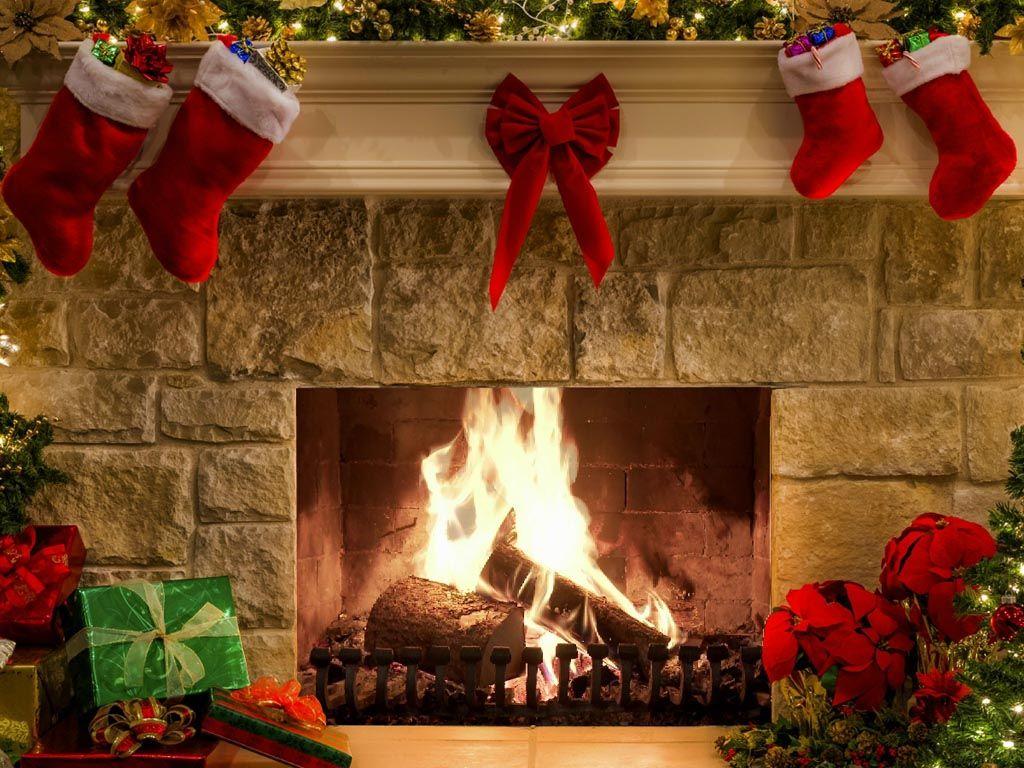 christmas music with fireplace screensaver