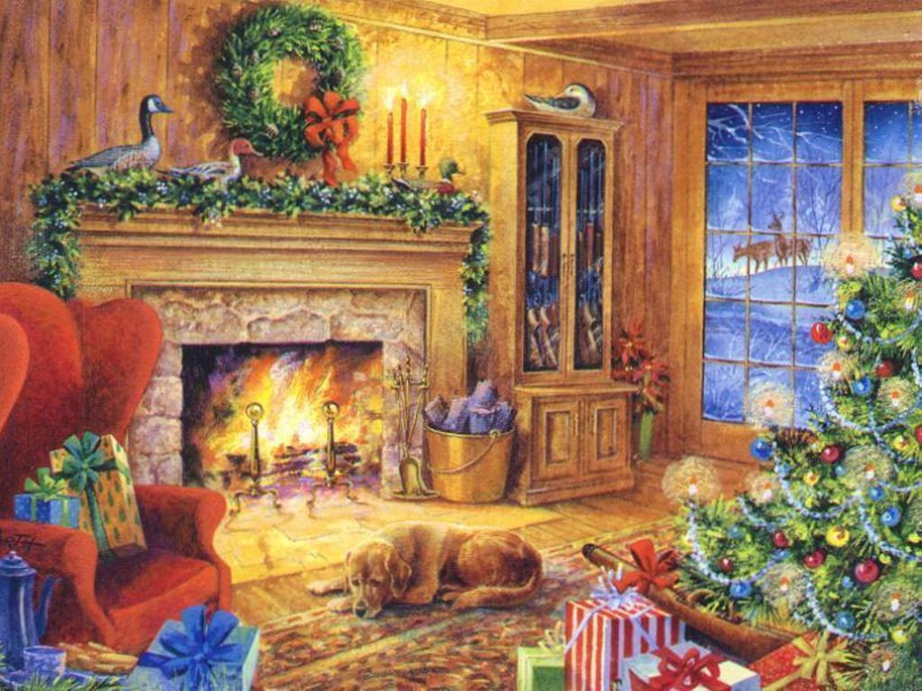 Christmas Wallpaper Fireplace. tree fireplace christmas wallpaper