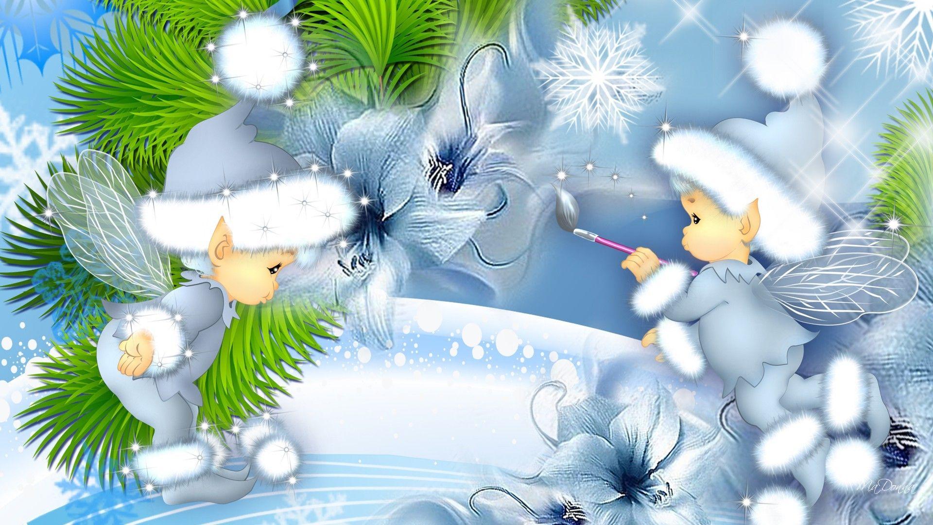 Winter: Cute Paint Painting Christmas Cold Blue Fleurs Sweet Flowers