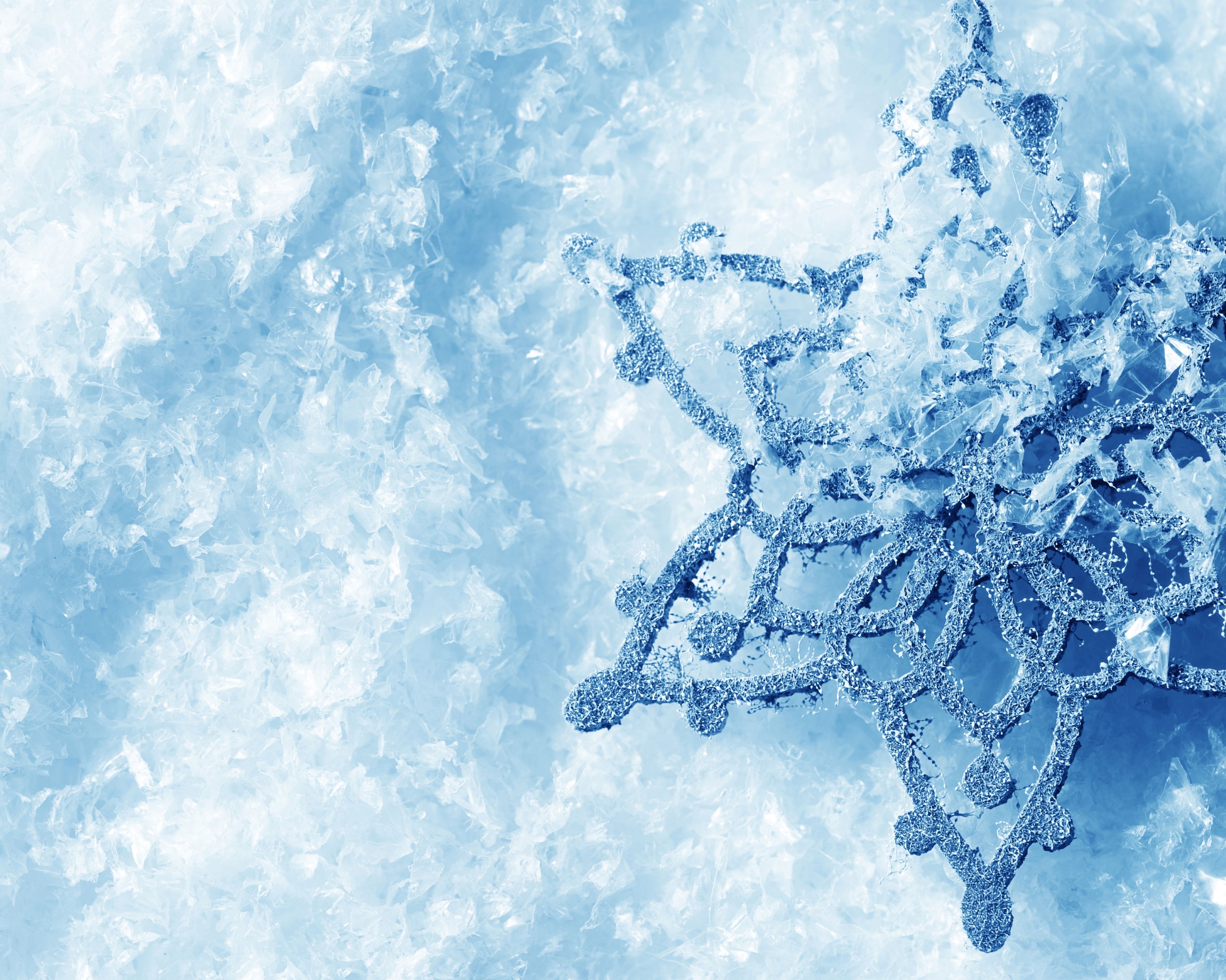 Download wallpaper 4500x3600 snowflake, macro, ice, winter, cold