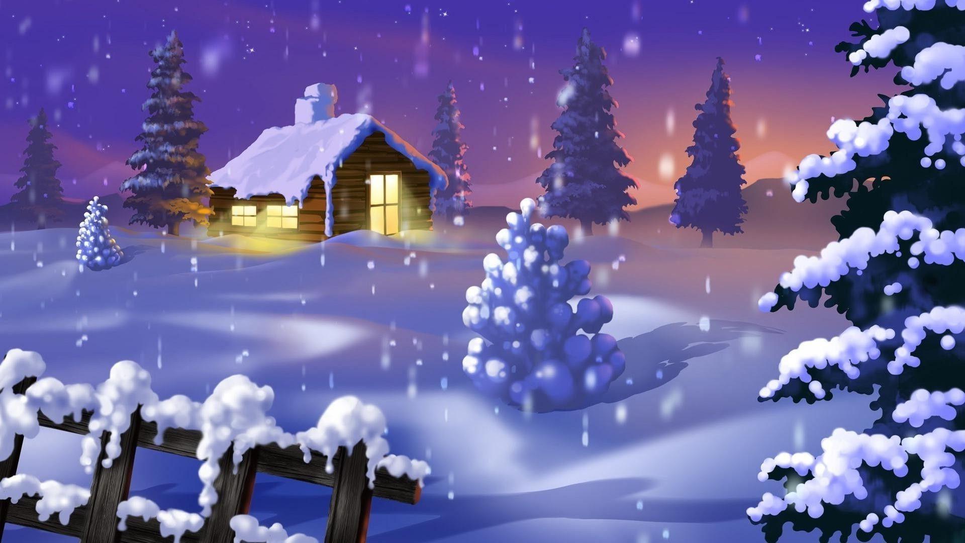 Snowfall, snow, night, house. Android wallpaper for free