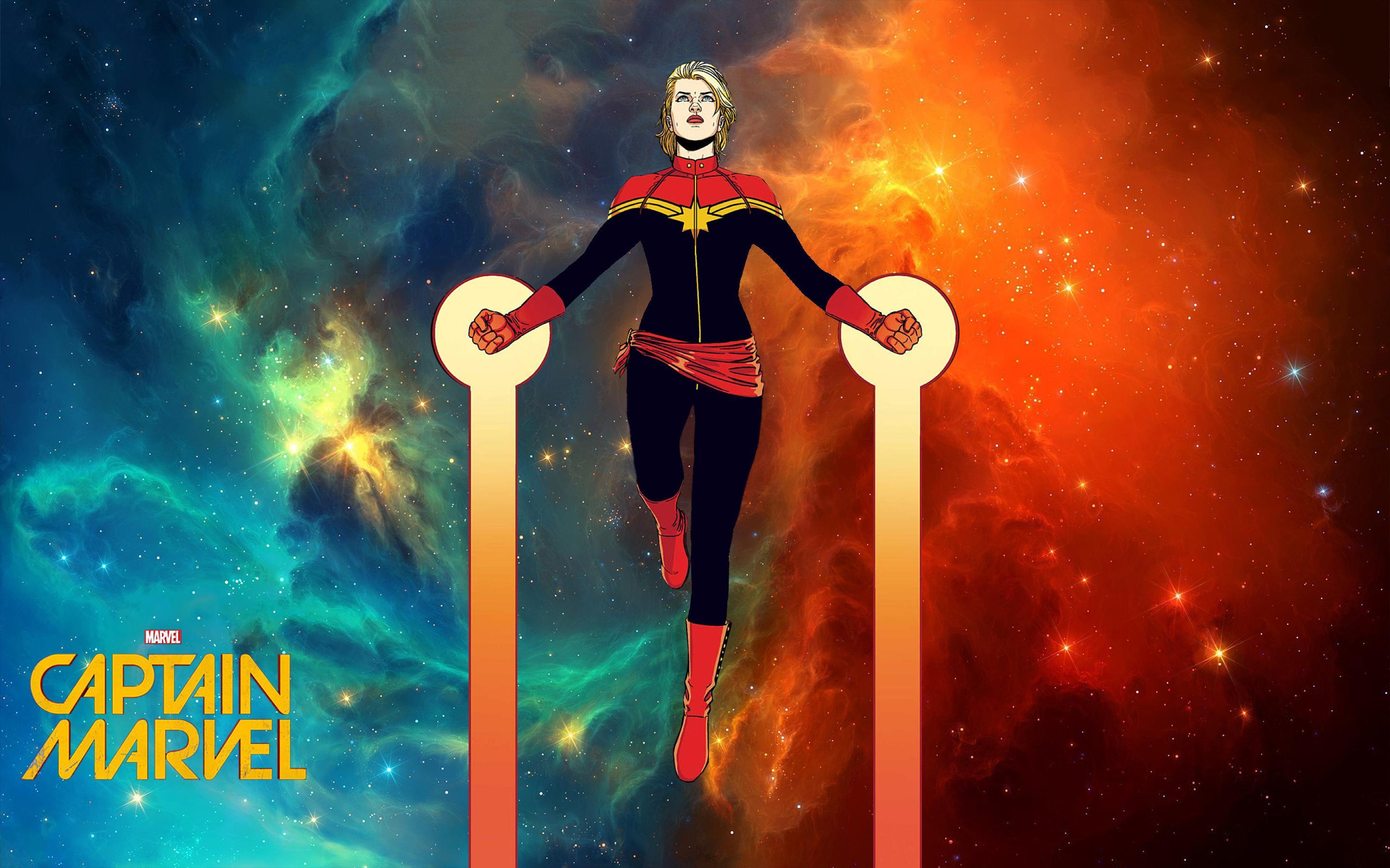 OC] Captain Marvel (Carol Danvers) in a nebula [2880x1800]