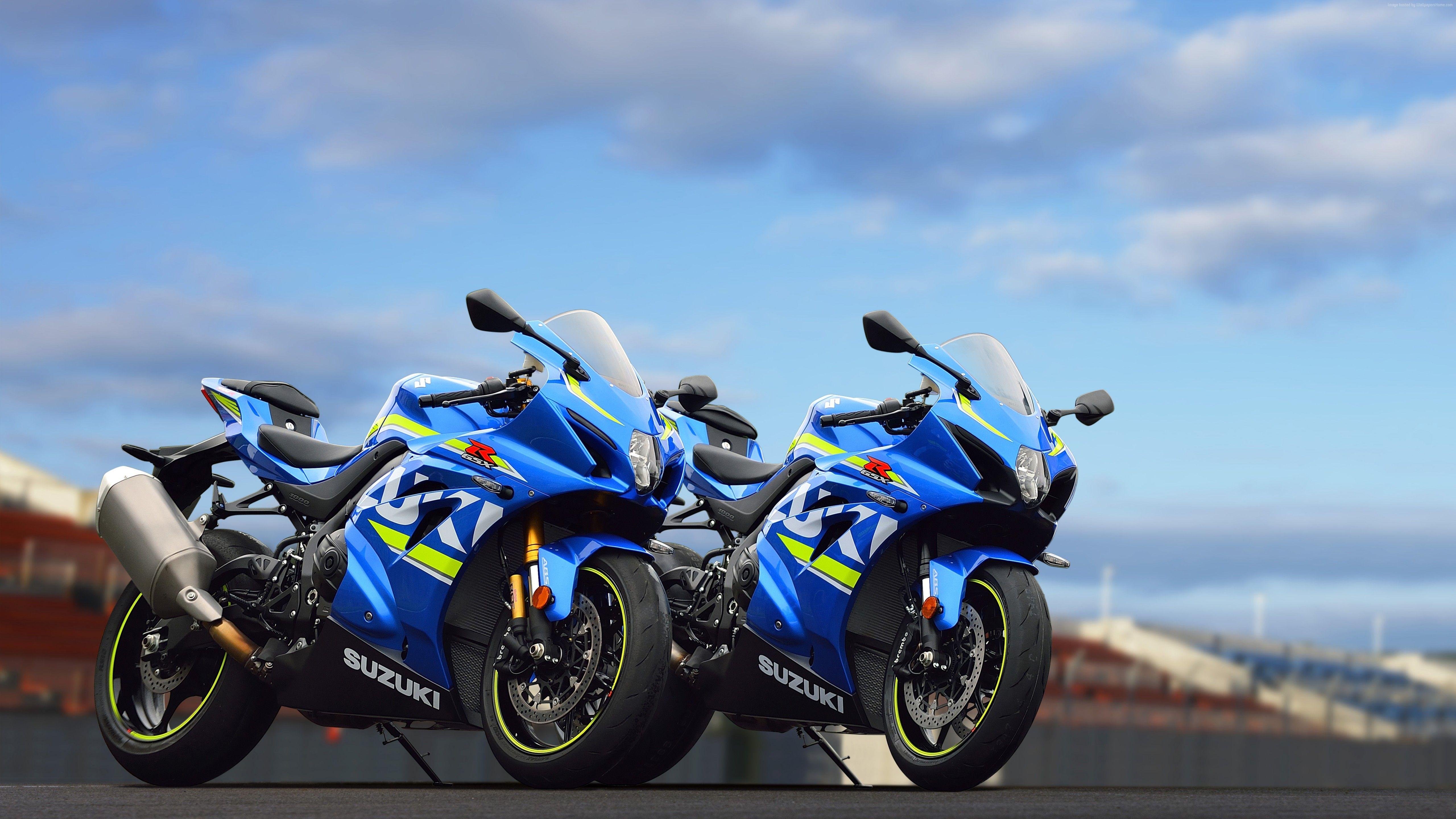 Two Blue Racing Motocycle Suzuki GSX R 2017 Wallpaper
