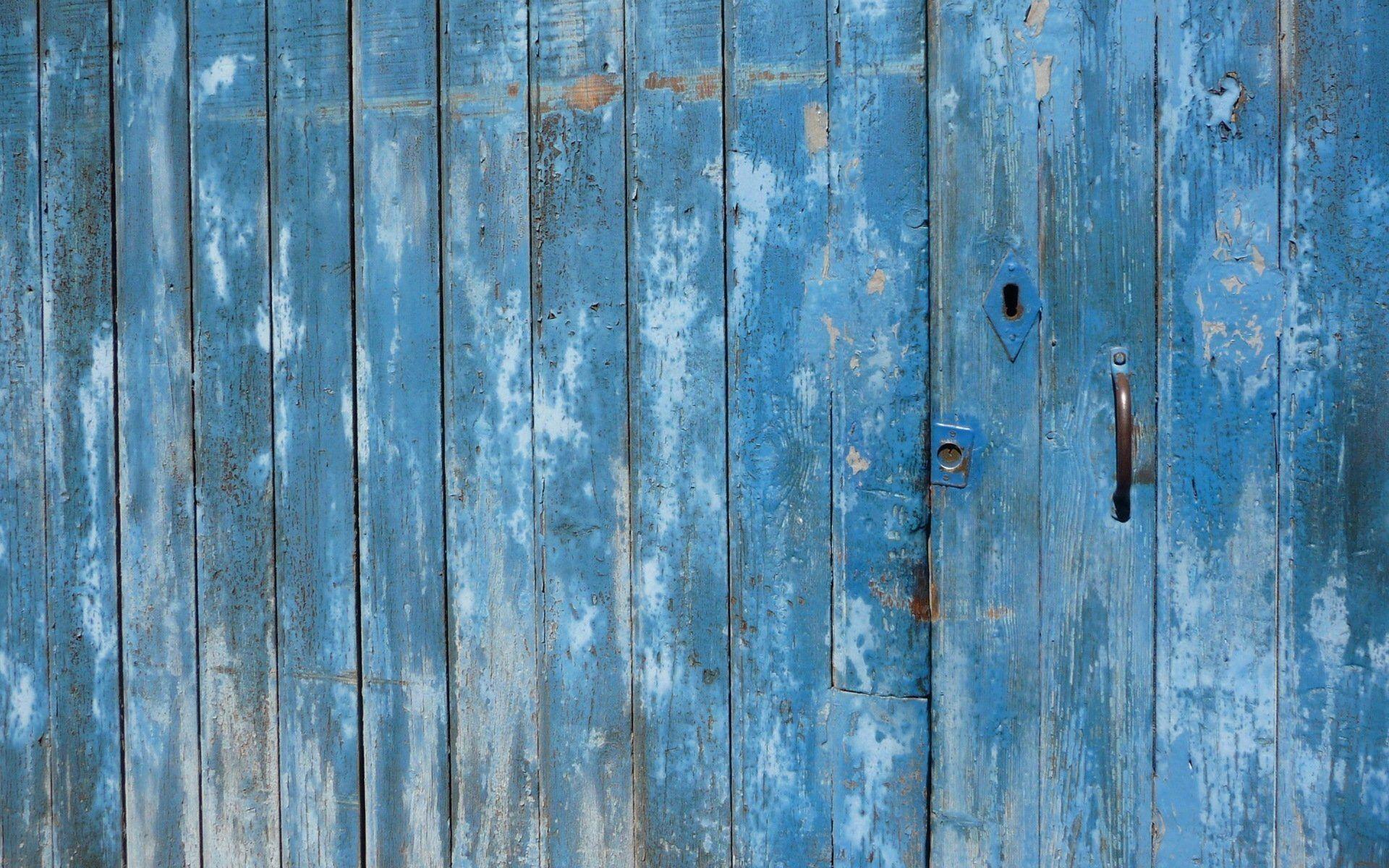 wood pattern blue door HD wallpaper