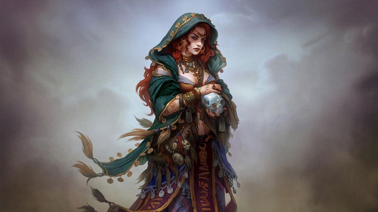 Wallpaper girl, gypsy, witch, skull hd, picture, image