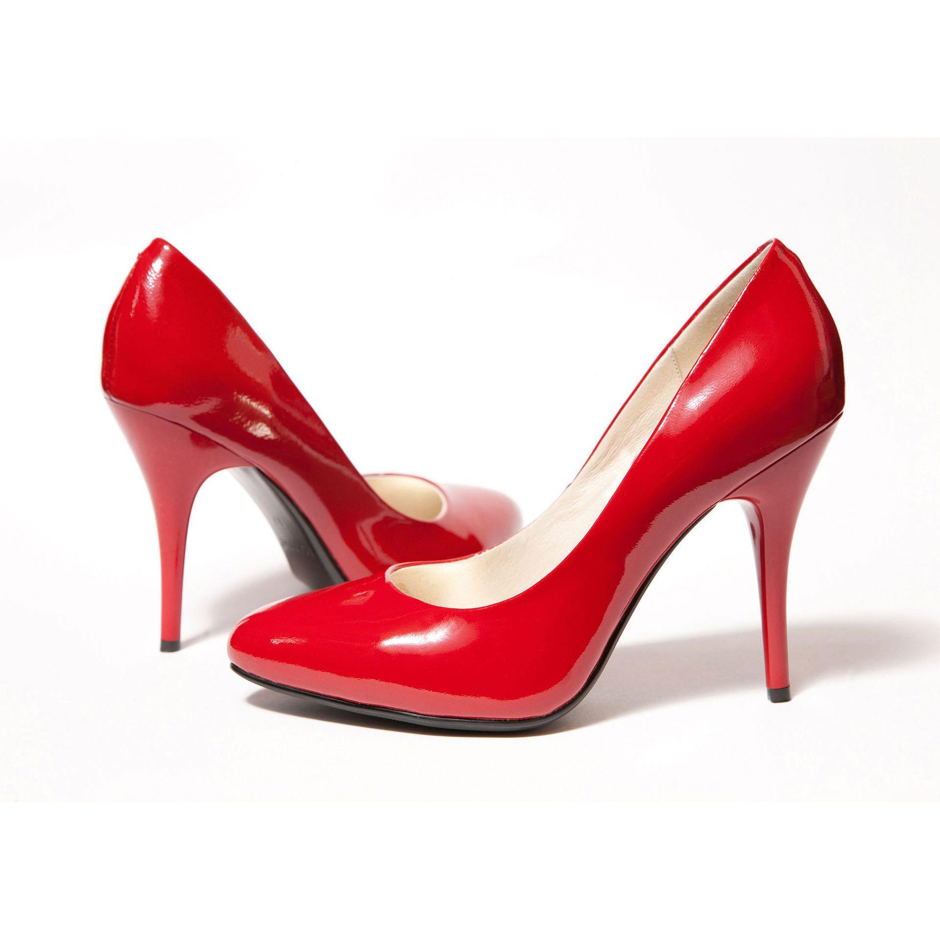 Red High Heel Women Shoes On White Background. Hátterek