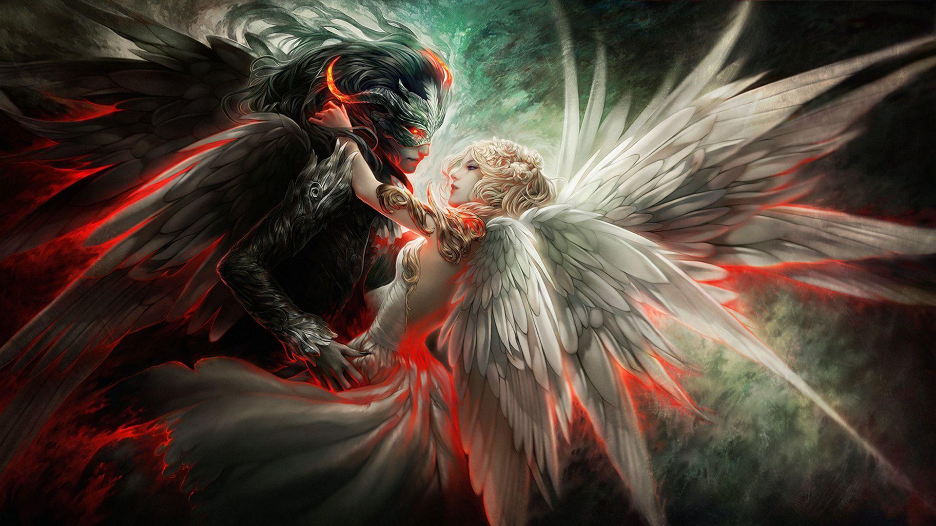 Devil and Angel Love Free Desktop Wallpapers