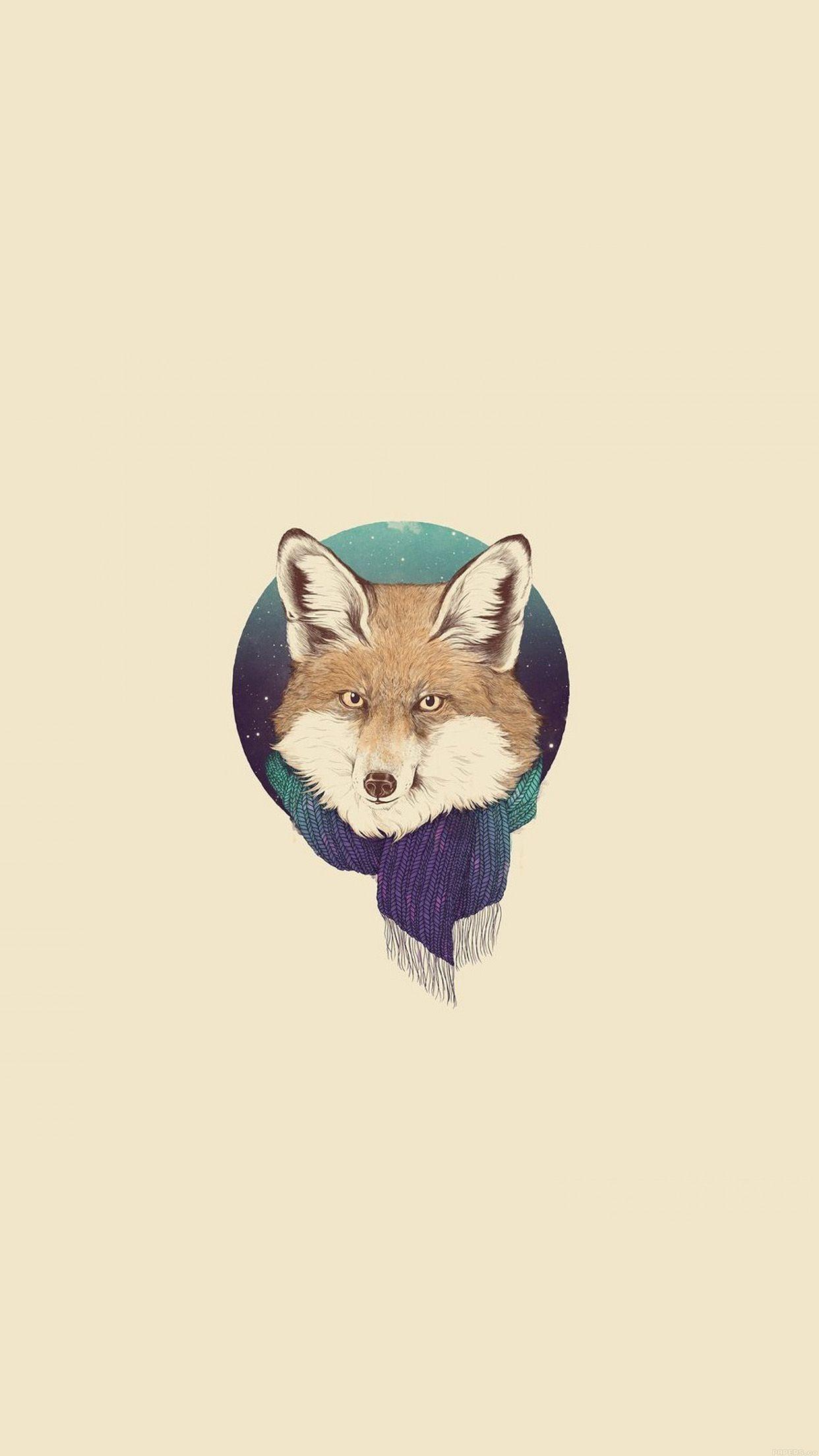 iPhone7papers fox winter illust art minimal