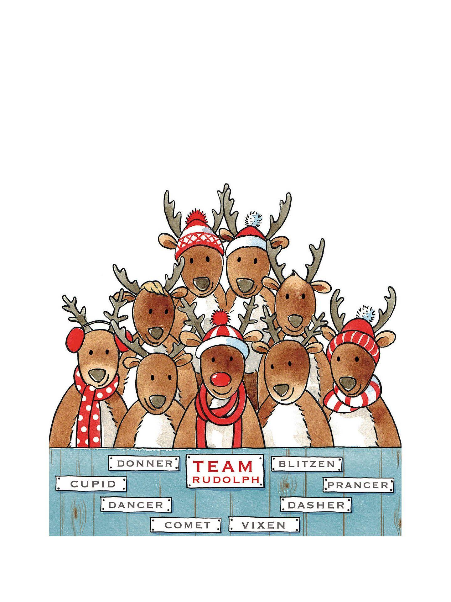 The Almanac Gallery Rudolph Christmas Cards, Pack of 8 at John Lewis