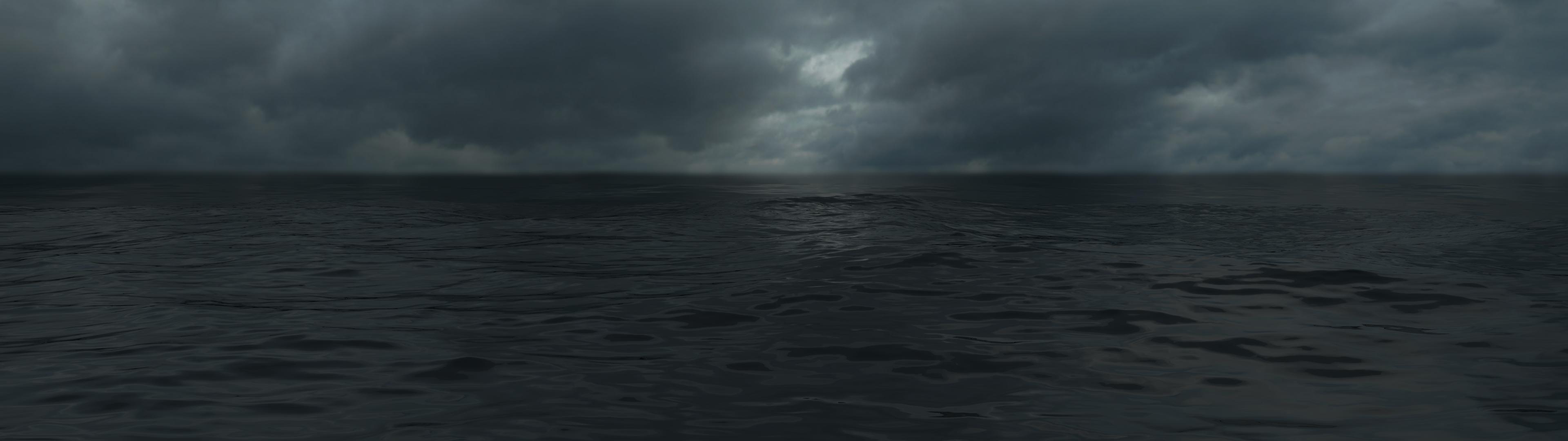 Dark clouds over sea [3840x1080] (two 1080 monitors)
