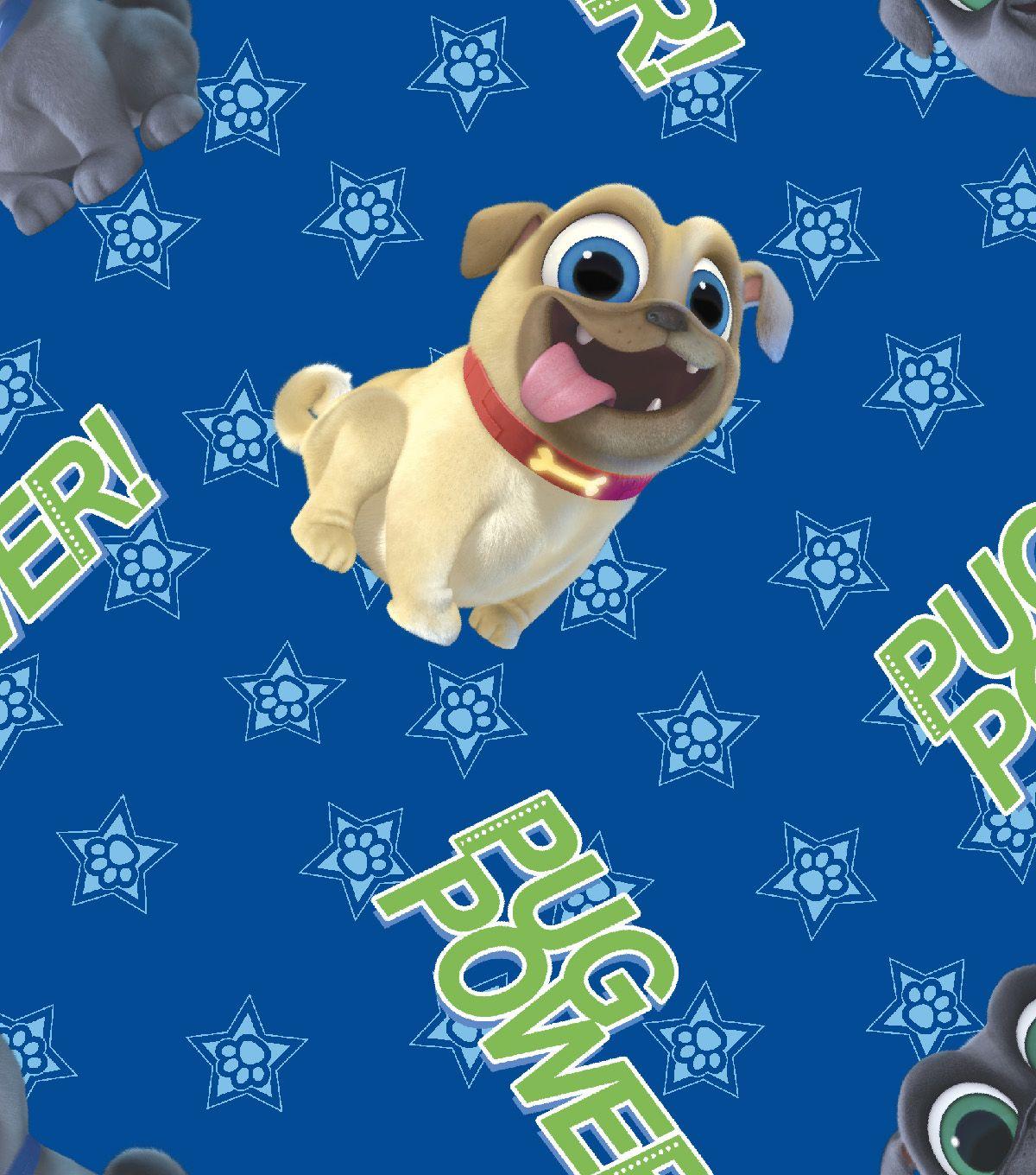 Disney Junior Puppy Dog Pals Cotton Fabric -Pug Power